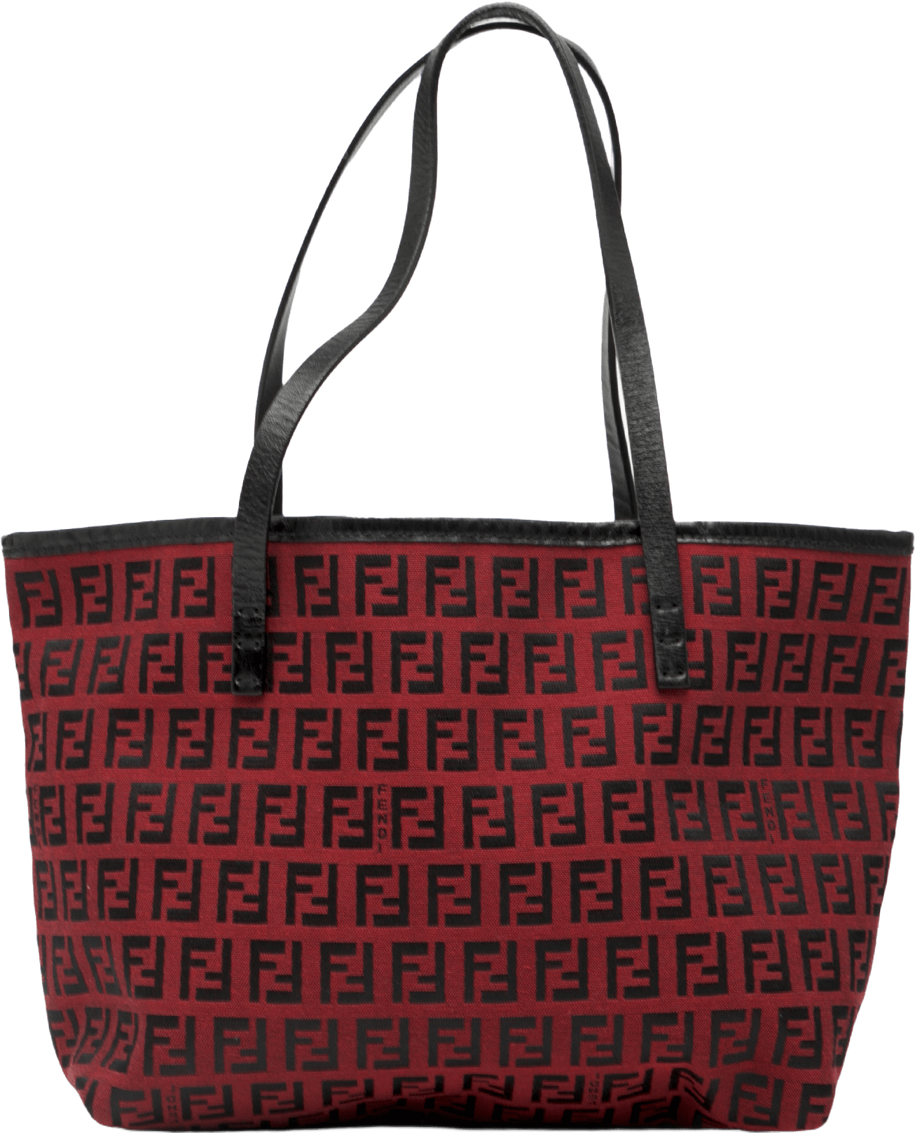 Fendi Zucchino Canvas Roll Tote, från Luxclusif, i färgen dark red.