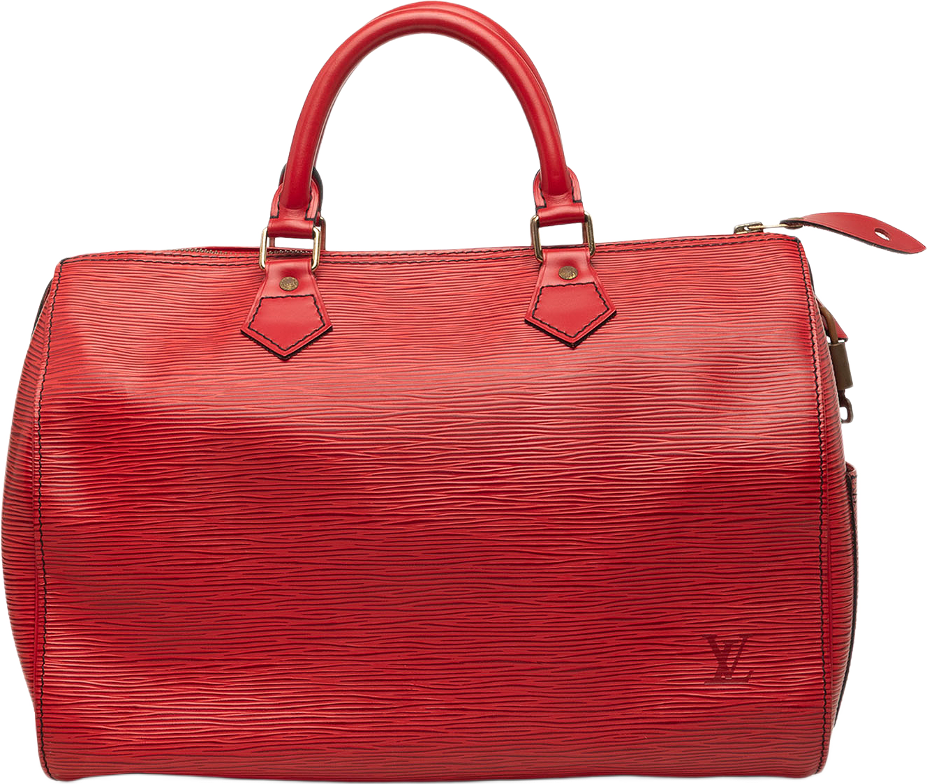 Louis Vuitton Epi Speedy 35, från Luxclusif, i färgen röd.