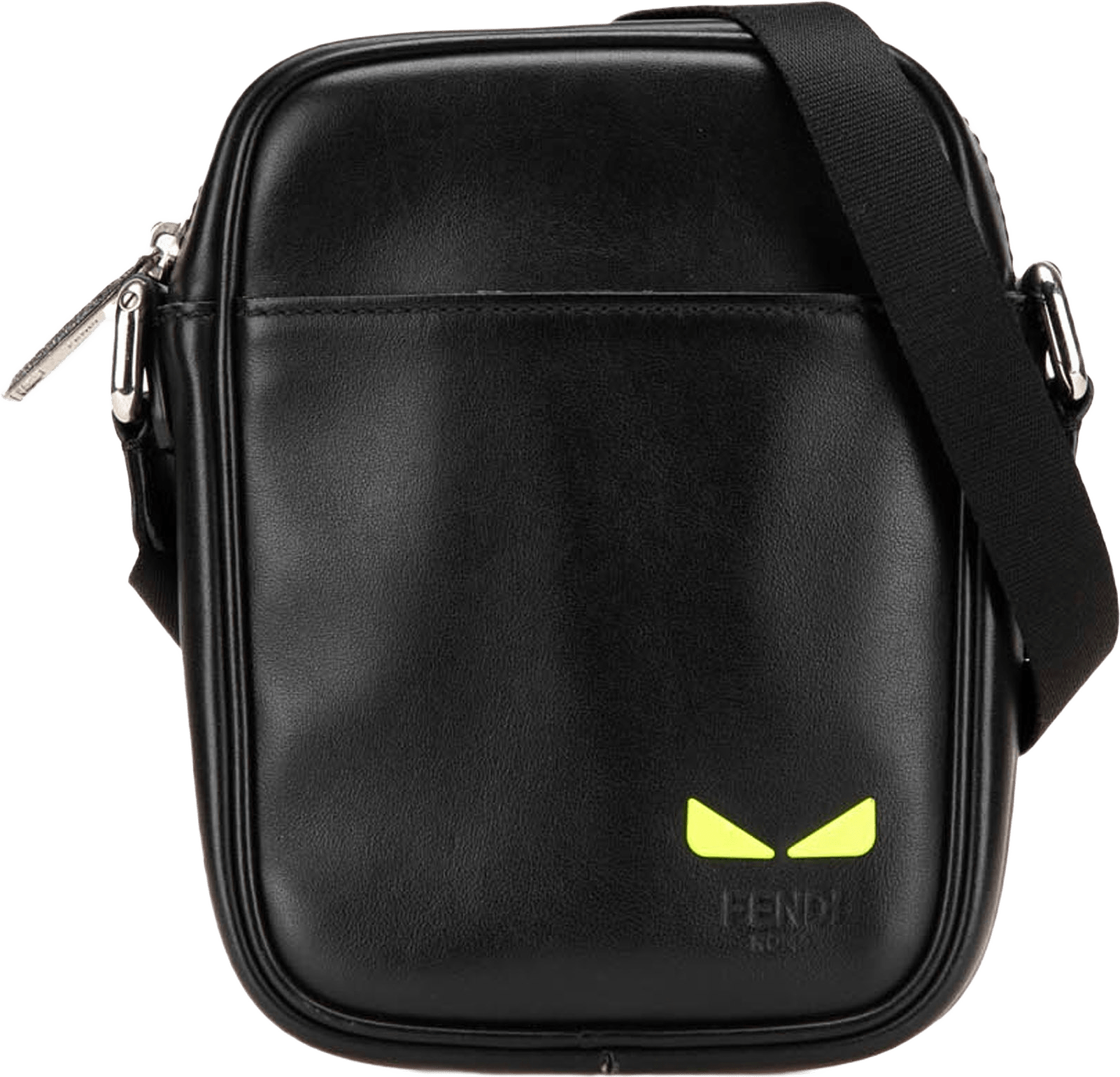 Fendi Small Leather Monster Bug Crossbody, från Luxclusif, i färgen black.