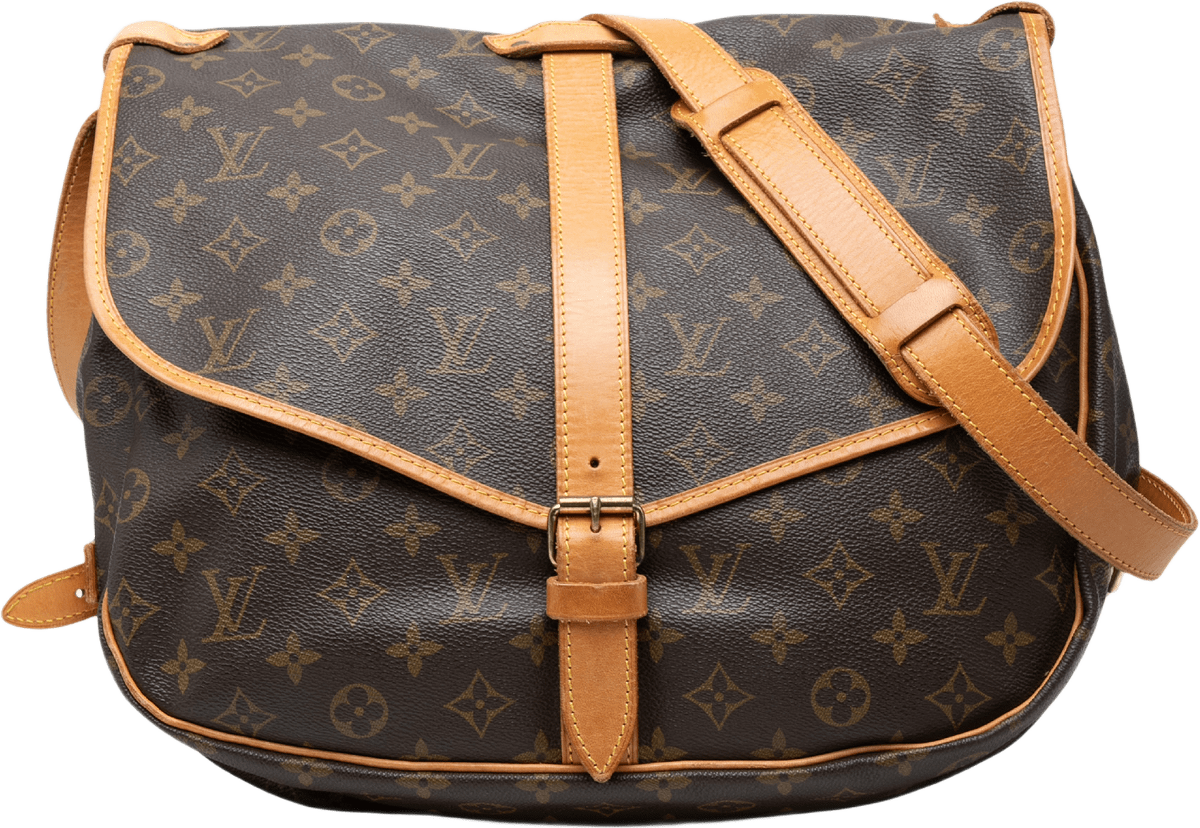 Louis Vuitton Monogram Saumur 35, från Luxclusif, i färgen brun.