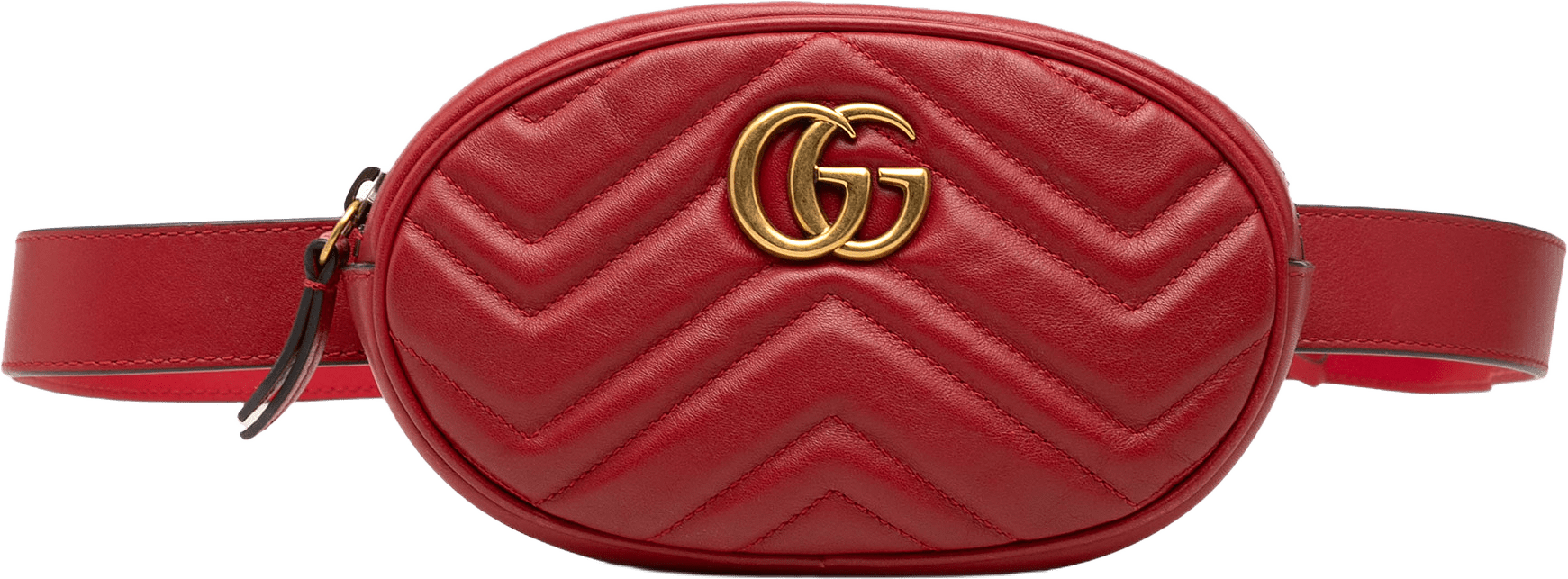 Gucci Gg Marmont Matelasse Leather Belt Bag, från Luxclusif, i färgen red.