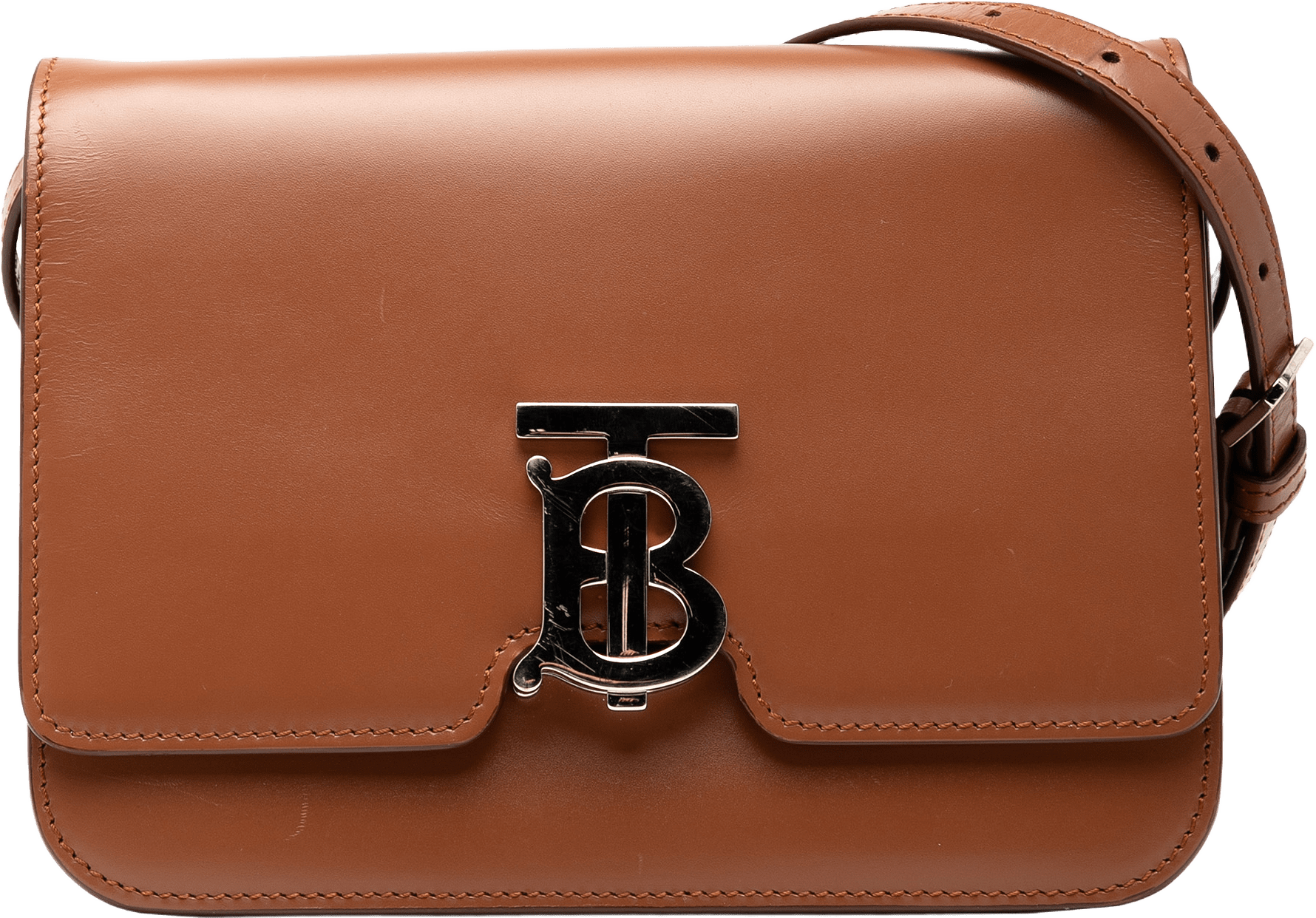 Burberry Small Smooth Calfskin Tb Crossbody, från Luxclusif, i färgen brown.