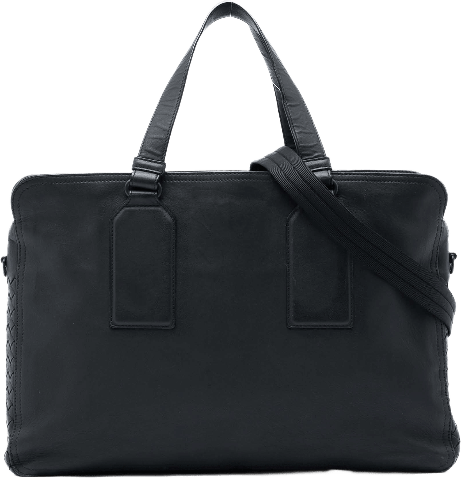Bottega Veneta Intrecciato Trimmed Nappa Business Bag, från Luxclusif, i färgen svart.