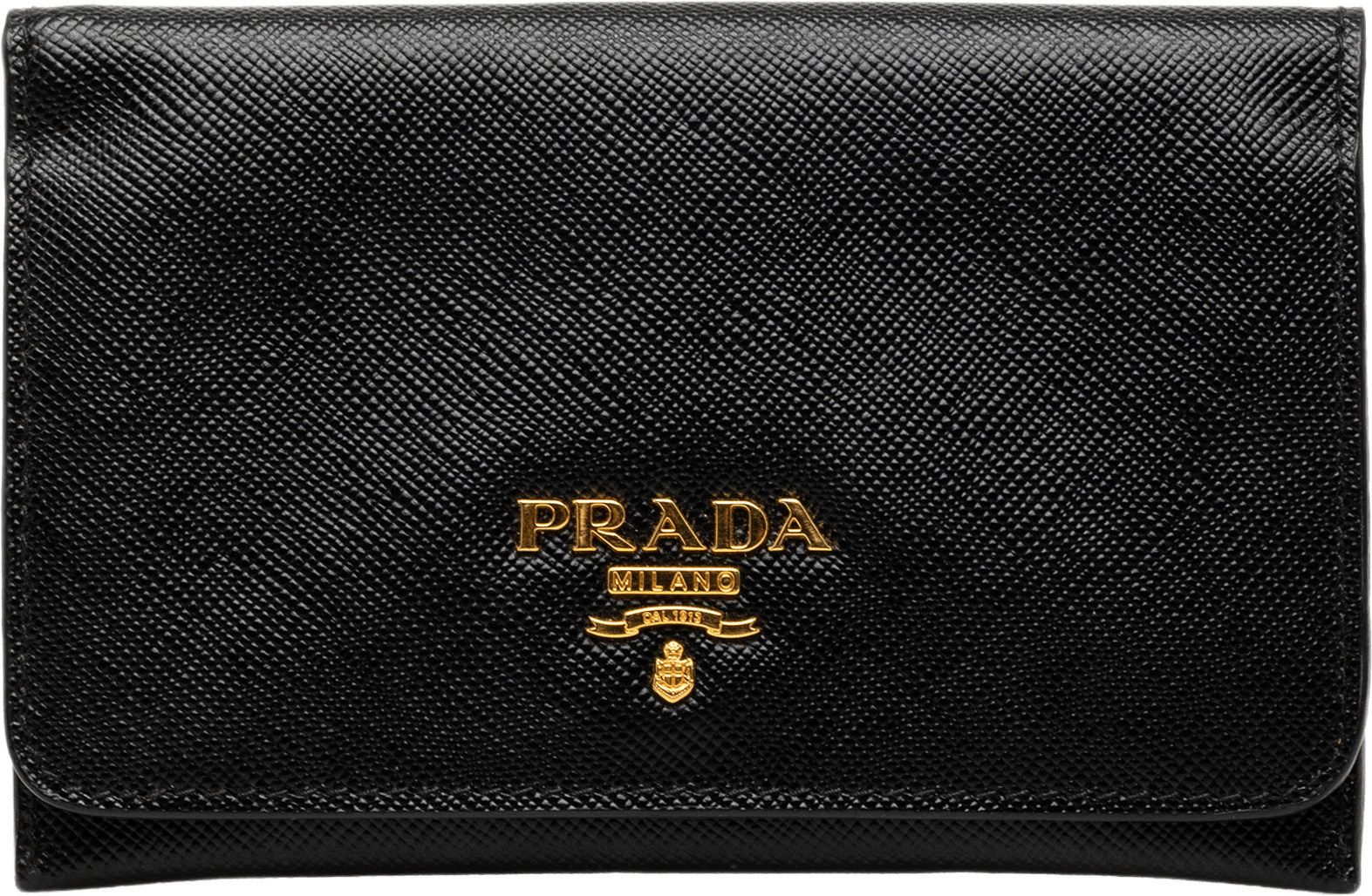Prada Saffiano Bifold Small Wallet, från Luxclusif, i färgen svart.