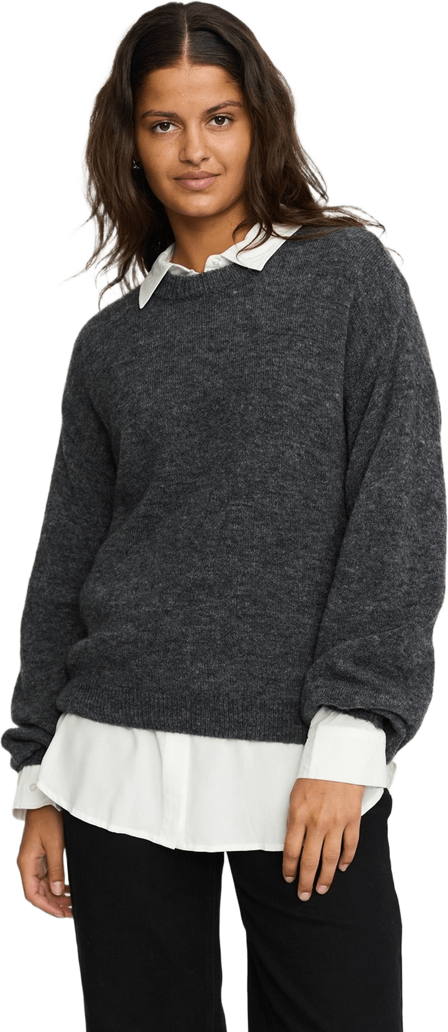 Srallison Knit - Rws - Dark Grey Melange, från Soft Rebels, i färgen dark grey melange.