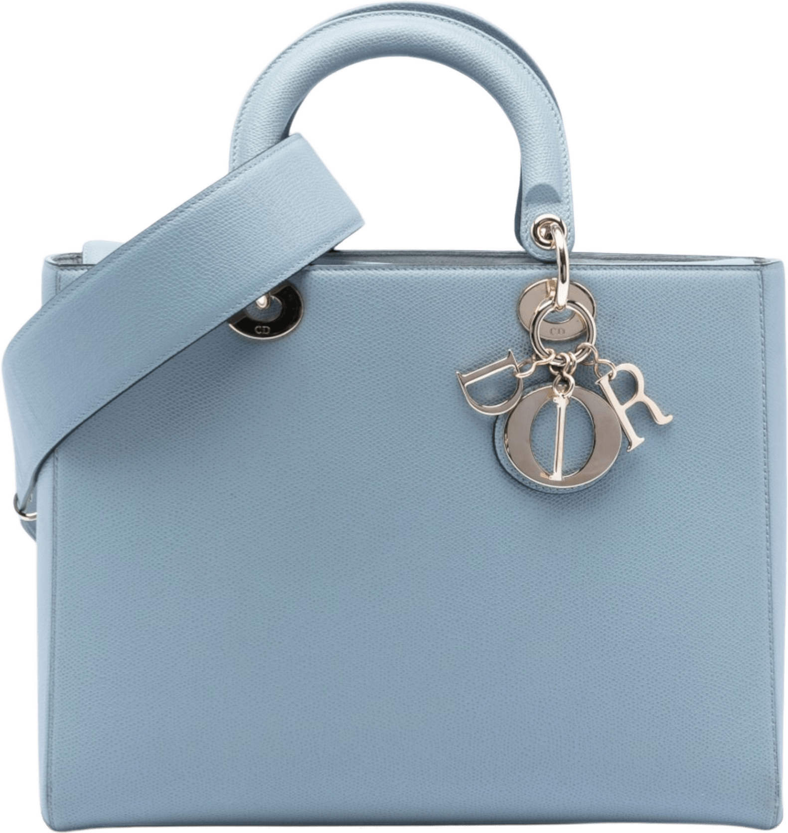 Dior Large Grained Calfskin Lady Dior, från Luxclusif, i färgen light blue.