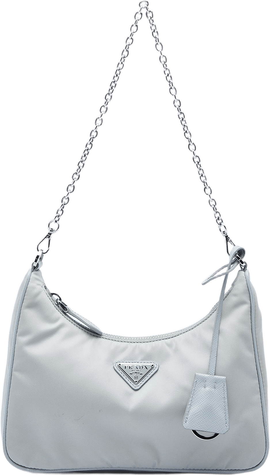 Prada Re Nylon Re Edition 2005 Satchel, från Luxclusif, i färgen grå.