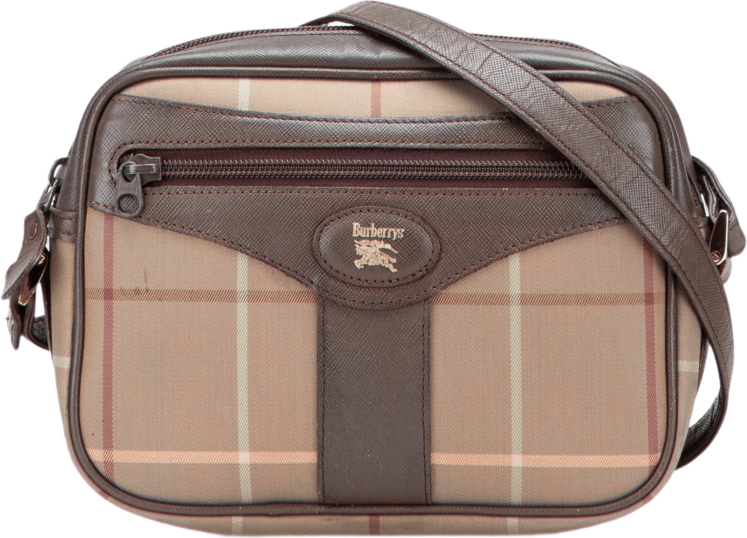 Burberry Vintage Check Canvas Crossbody, från Luxclusif, i färgen brun.