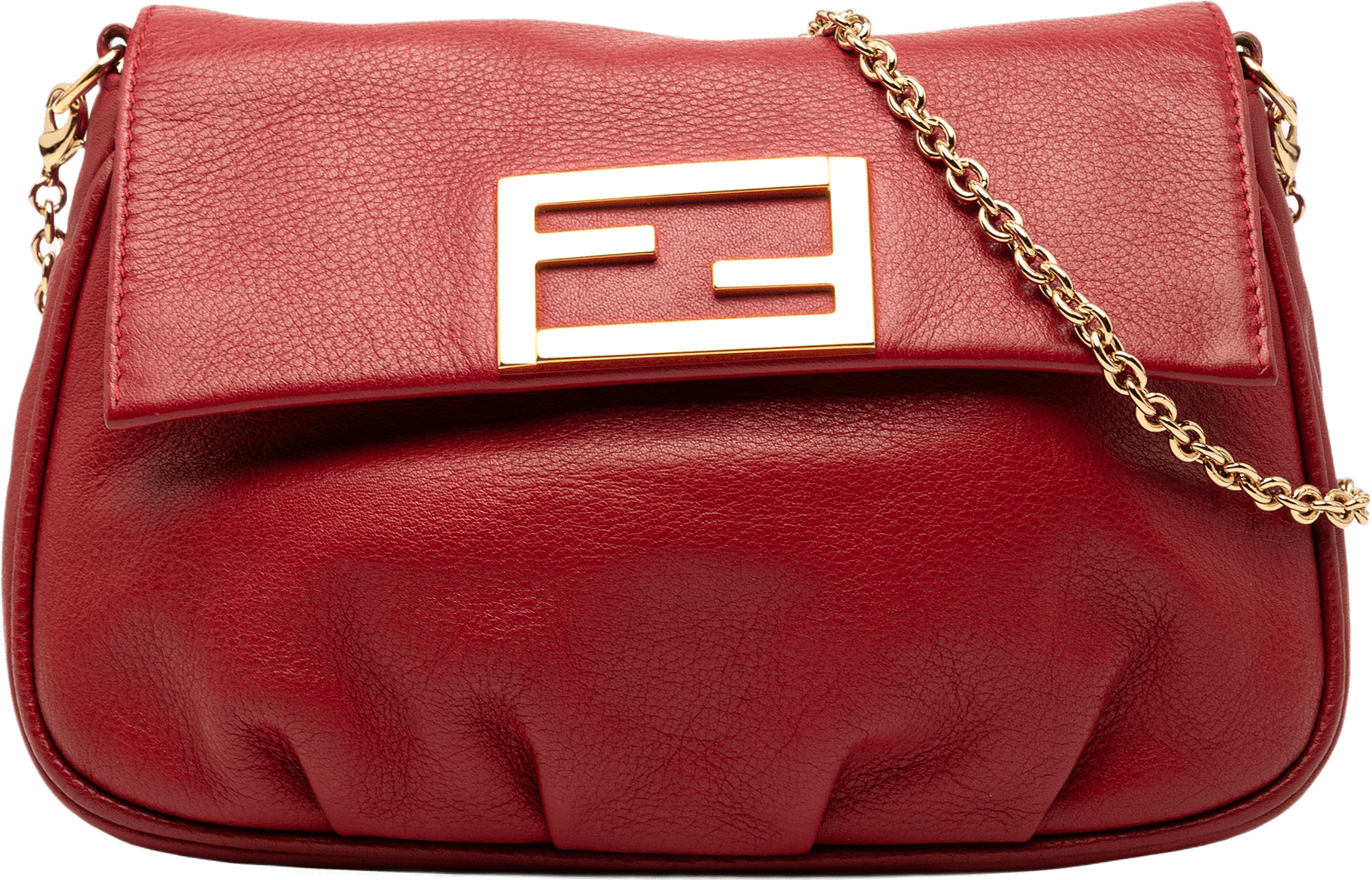 Fendi Leather Fendista Pochette Crossbody, från Luxclusif, i färgen red.