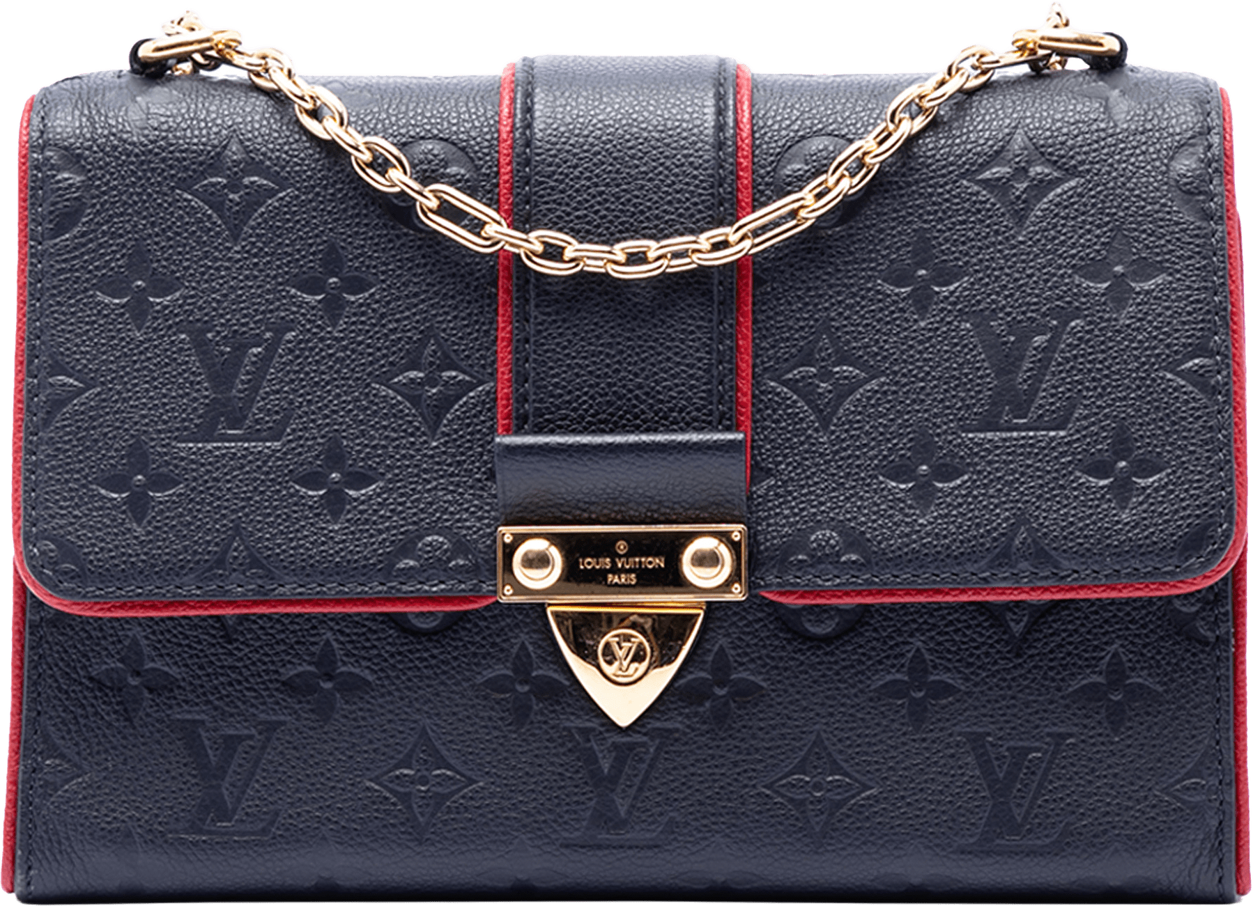 Louis Vuitton Monogram Empreinte Saint Sulpice Pm, från Luxclusif, i färgen navy.