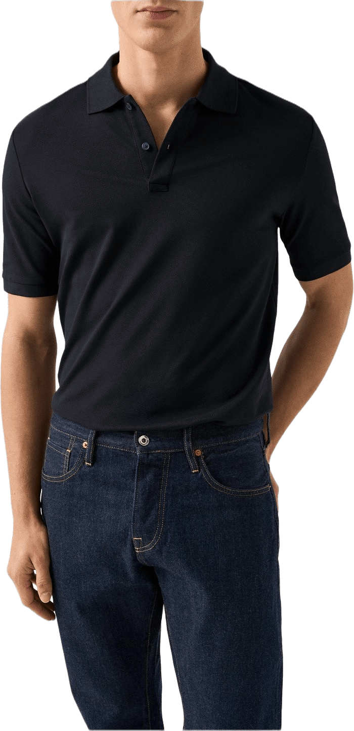 Piqué I Pima-bomull, från Eton, i färgen navy blue.