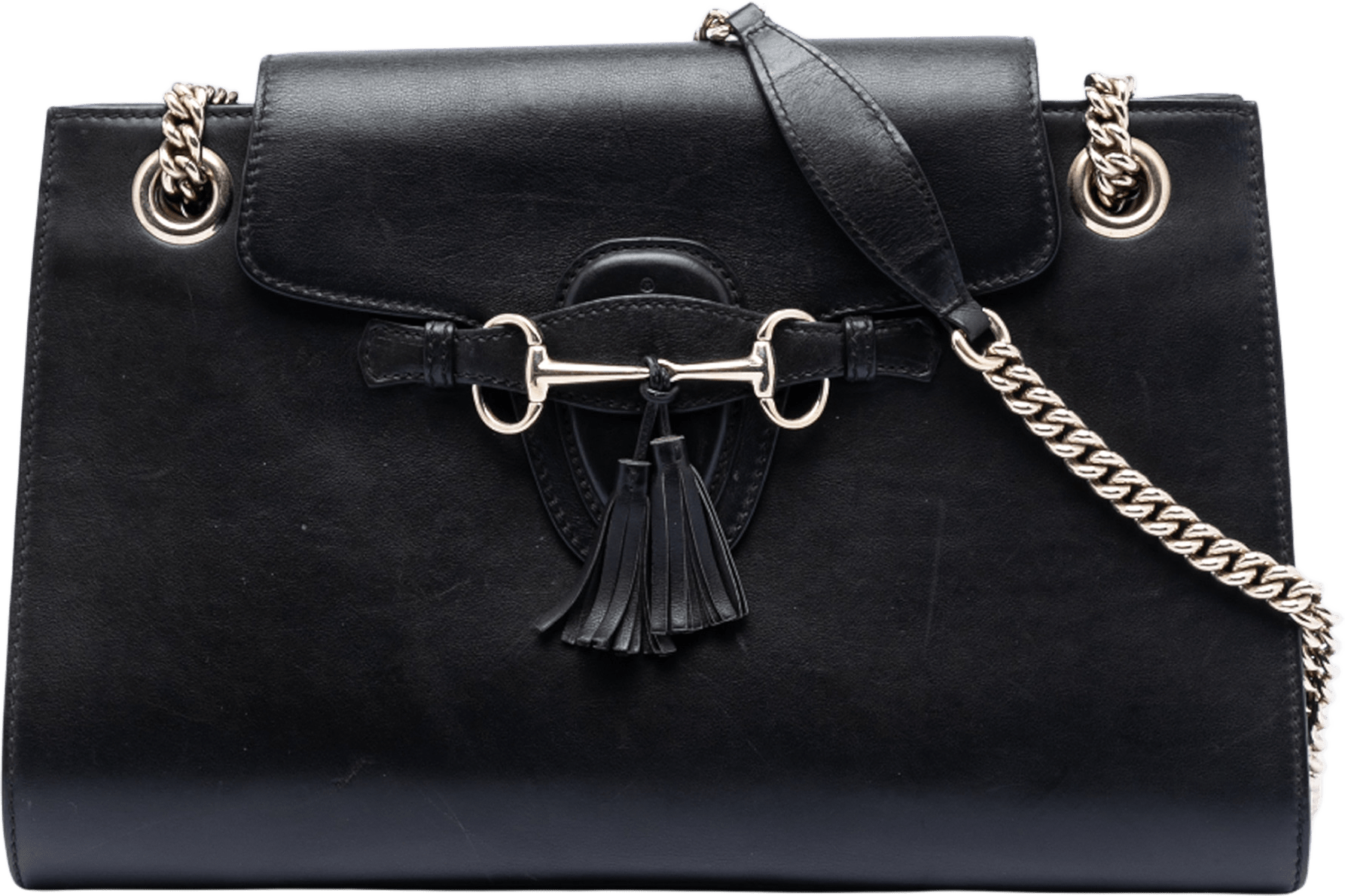 Gucci Large Leather Emily Shoulder Bag, från Luxclusif, i färgen black.