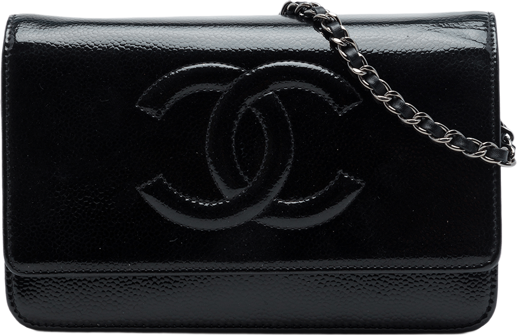 Chanel Cc Patent Caviar Wallet On Chain, från Luxclusif, i färgen svart.