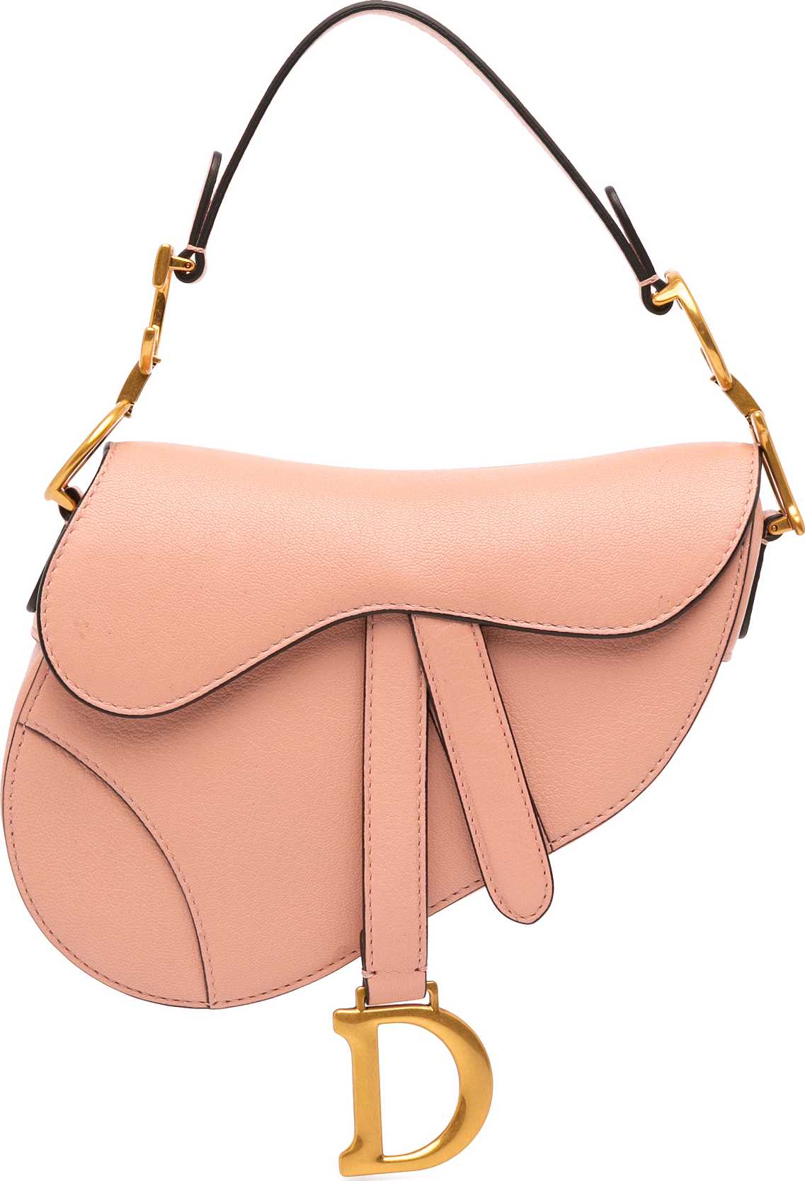 Dior Mini Grained Calfskin Saddle Bag, från Luxclusif, i färgen salmon.