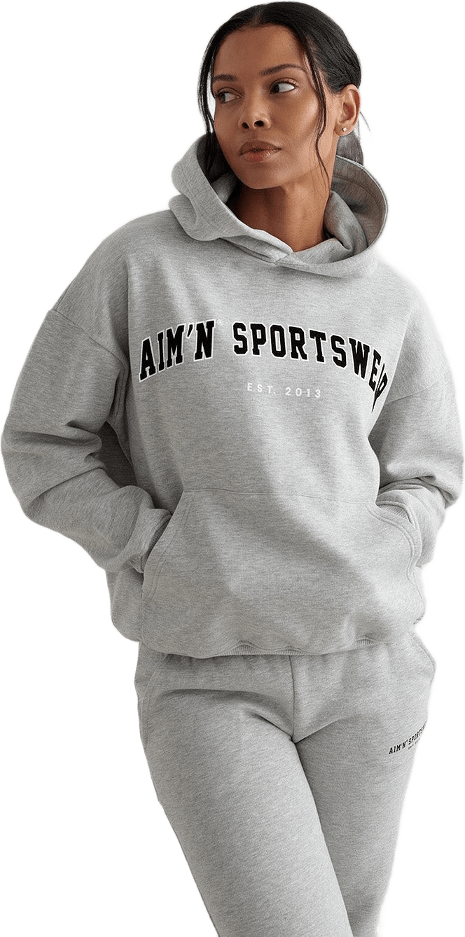 Grey Melange Varsity Sweat Hood, från aim'n, i färgen grey melange.