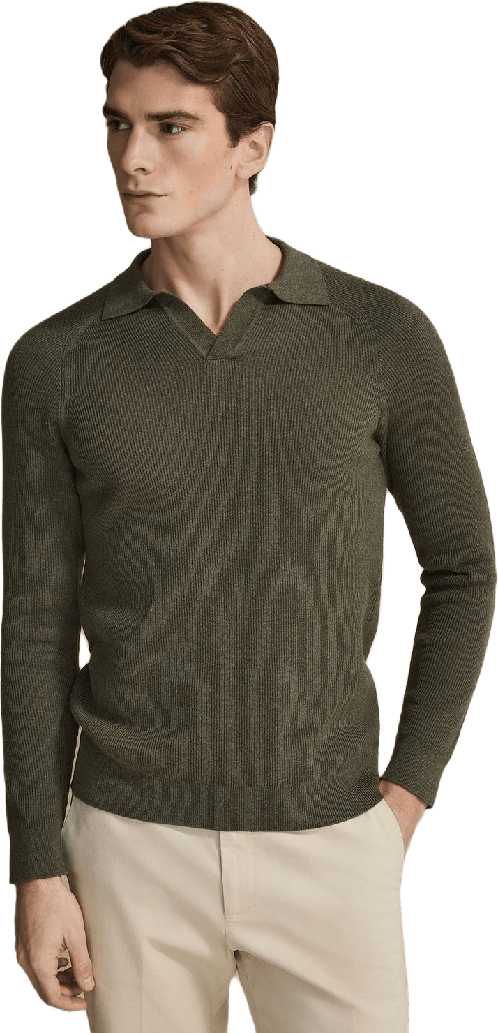 Cotton Rib Knitted Ls Polo Sweater (sandro)