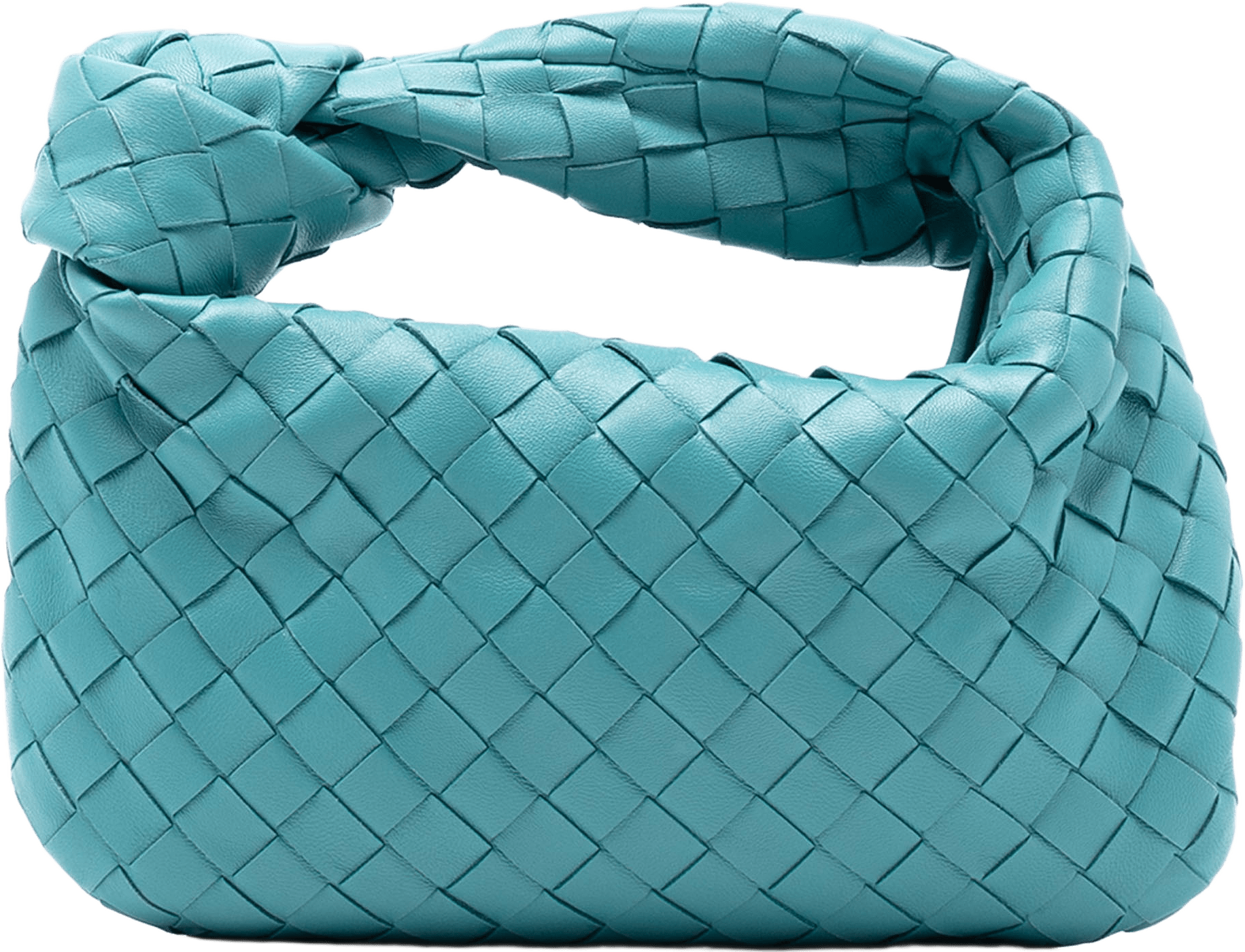 Bottega Veneta Mini Nappa Intrecciato Jodie, från Luxclusif, i färgen turquoise.