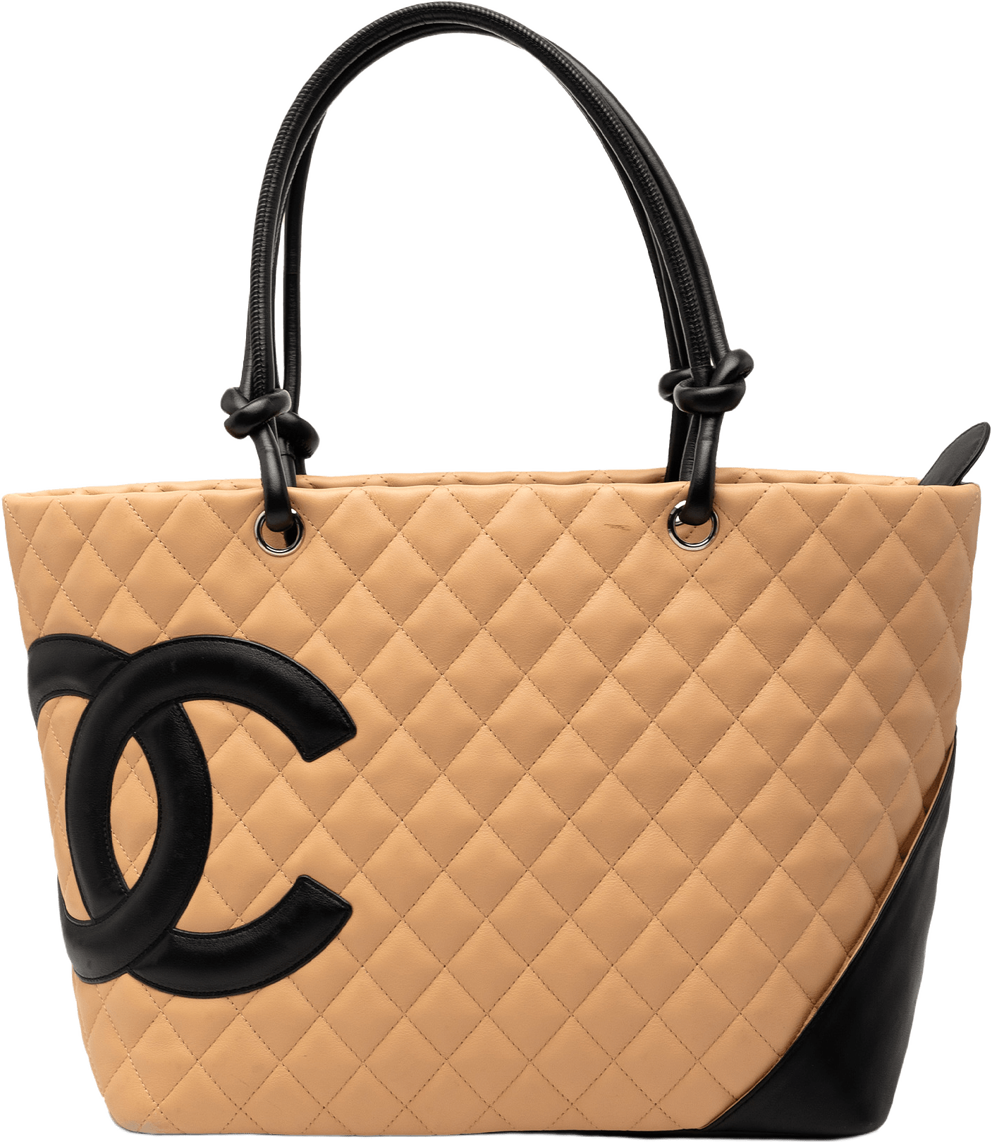 Chanel Large Quilted Lambskin Cambon Ligne Tote, från Luxclusif, i färgen beige.