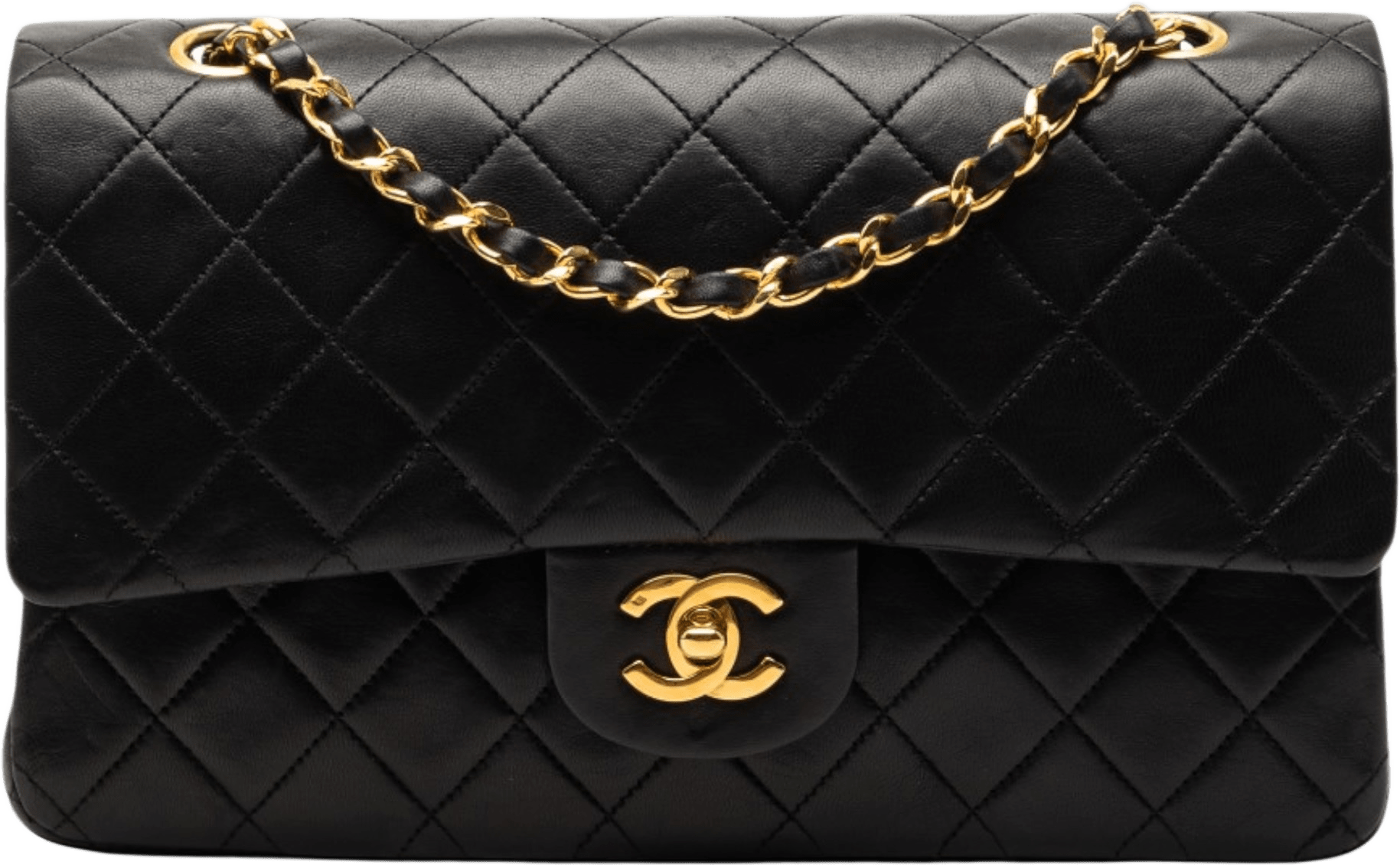 Chanel Medium Classic Lambskin Double Flap, från Luxclusif, i färgen black.