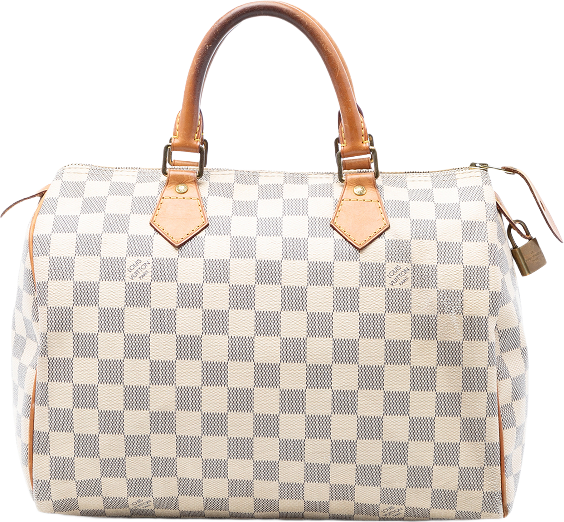 Louis Vuitton Damier Azur Speedy 30, från Luxclusif, i färgen vit.