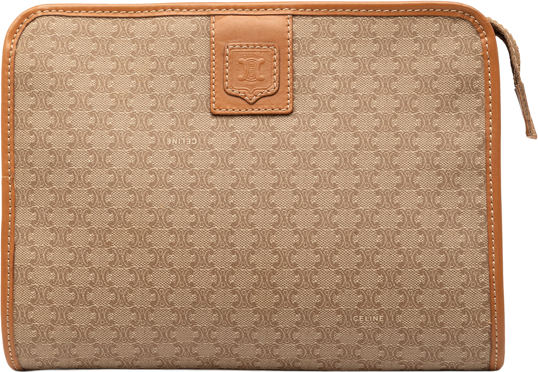 Celine Macadam Coated Canvas Clutch, från Luxclusif, i färgen beige.
