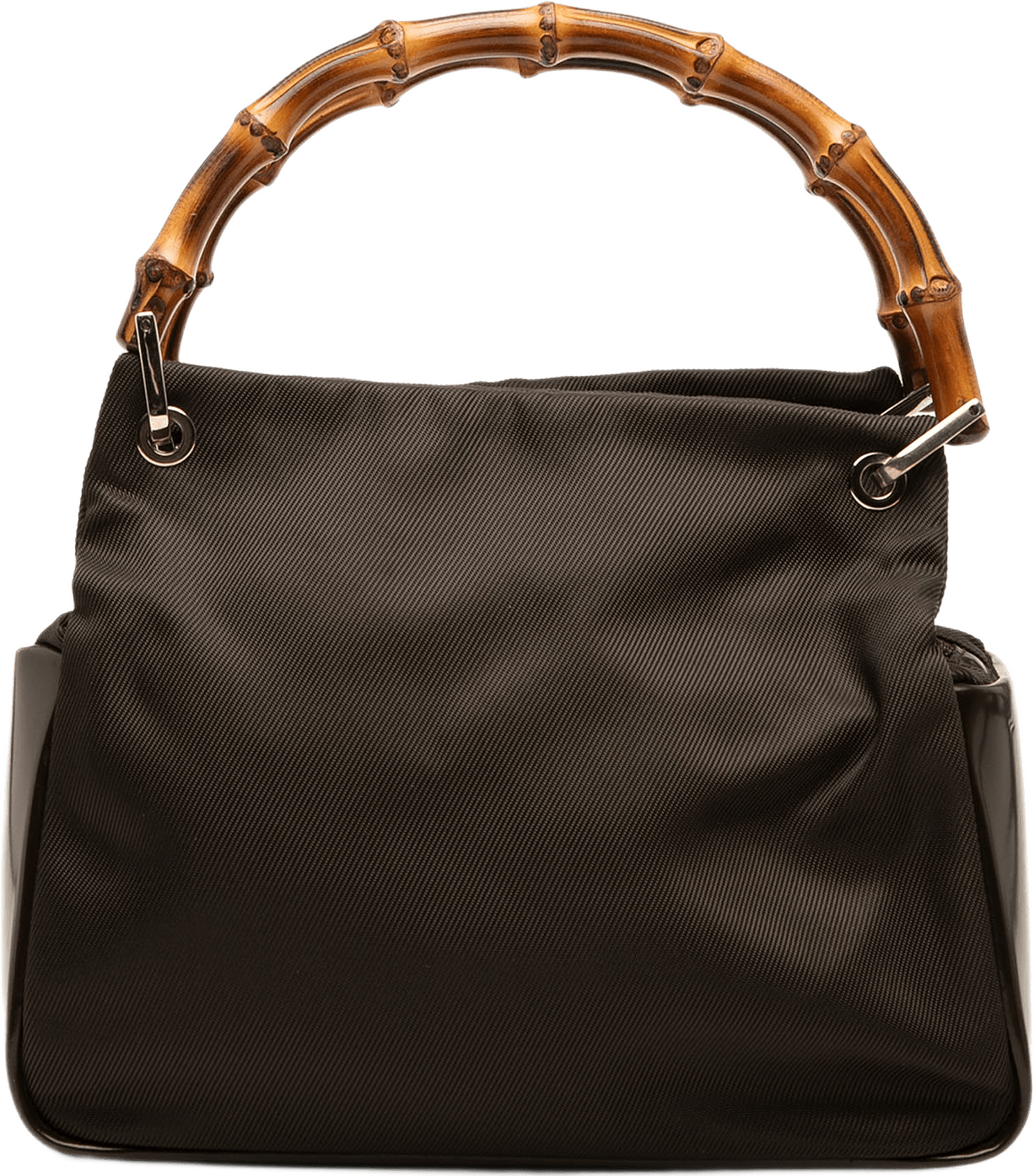 Gucci Nylon Bamboo Handbag, från Luxclusif, i färgen brun.