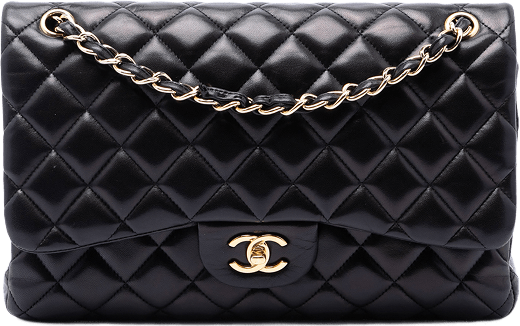 Chanel Jumbo Classic Lambskin Double Flap, från Luxclusif, i färgen svart.