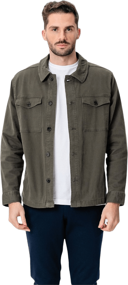 Twill Overshirt, från TeeShoppen, i färgen mörk oliv.