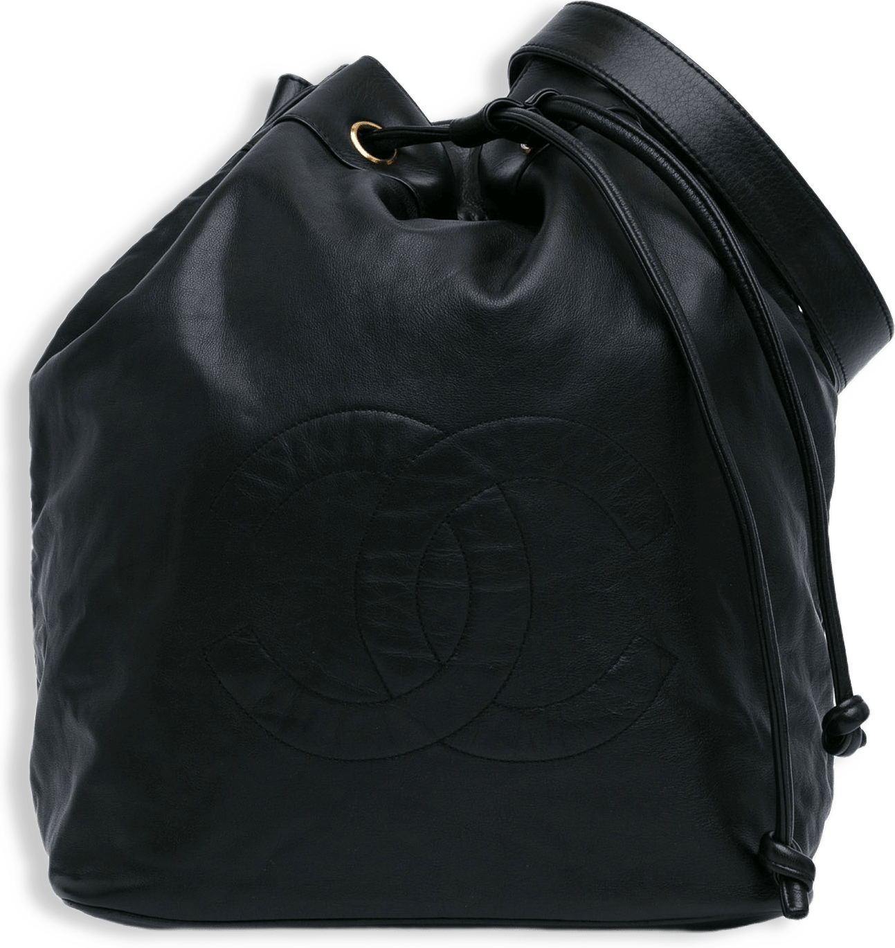 Chanel Cc Lambskin Drawstring Sling Backpack