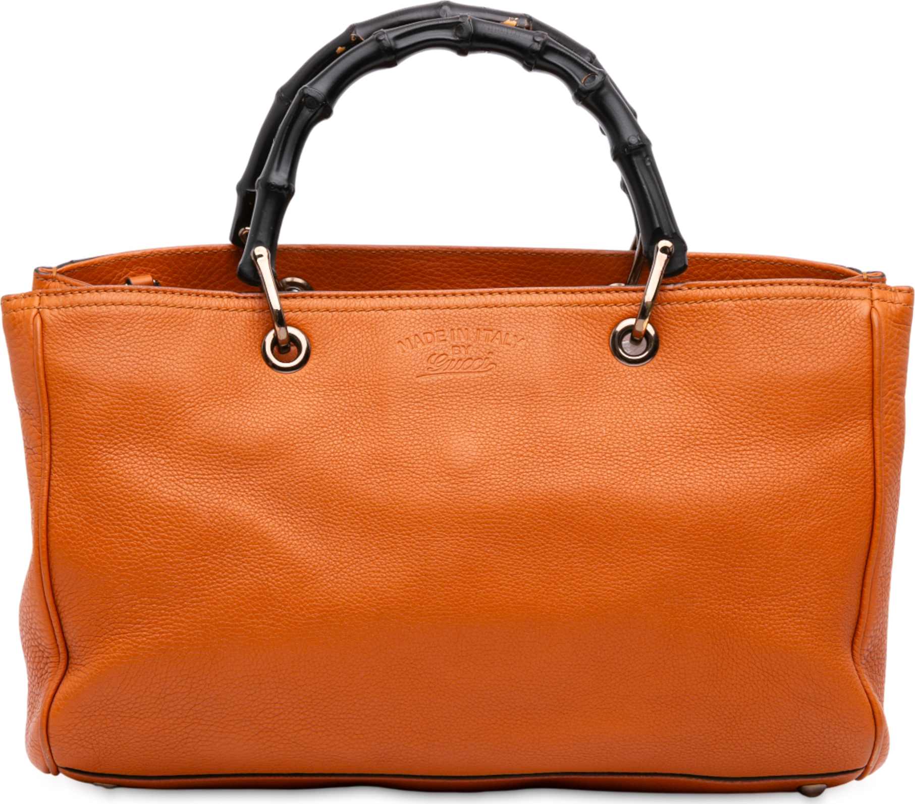 Gucci Medium Calfskin Bamboo Shopper Satchel, från Luxclusif, i färgen orange.