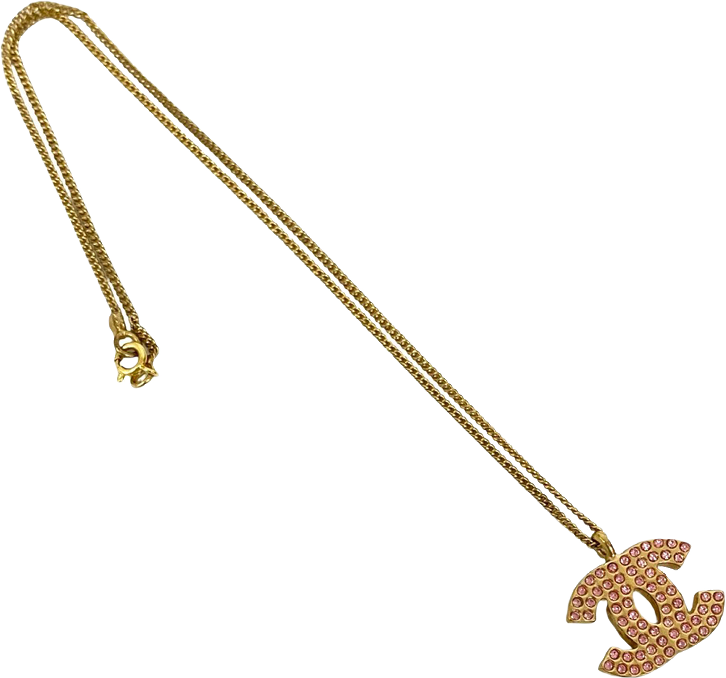 Chanel Cc Gold Plated Rhinestone Pendant Necklace, från Luxclusif, i färgen gold.