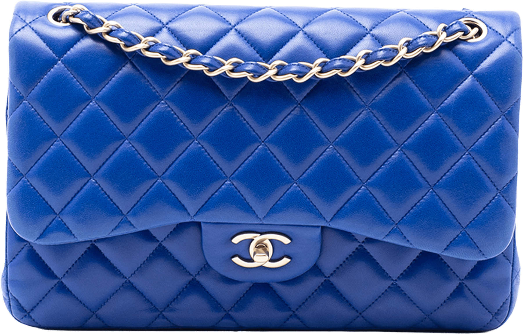 Chanel Jumbo Classic Lambskin Double Flap, från Luxclusif, i färgen blue.