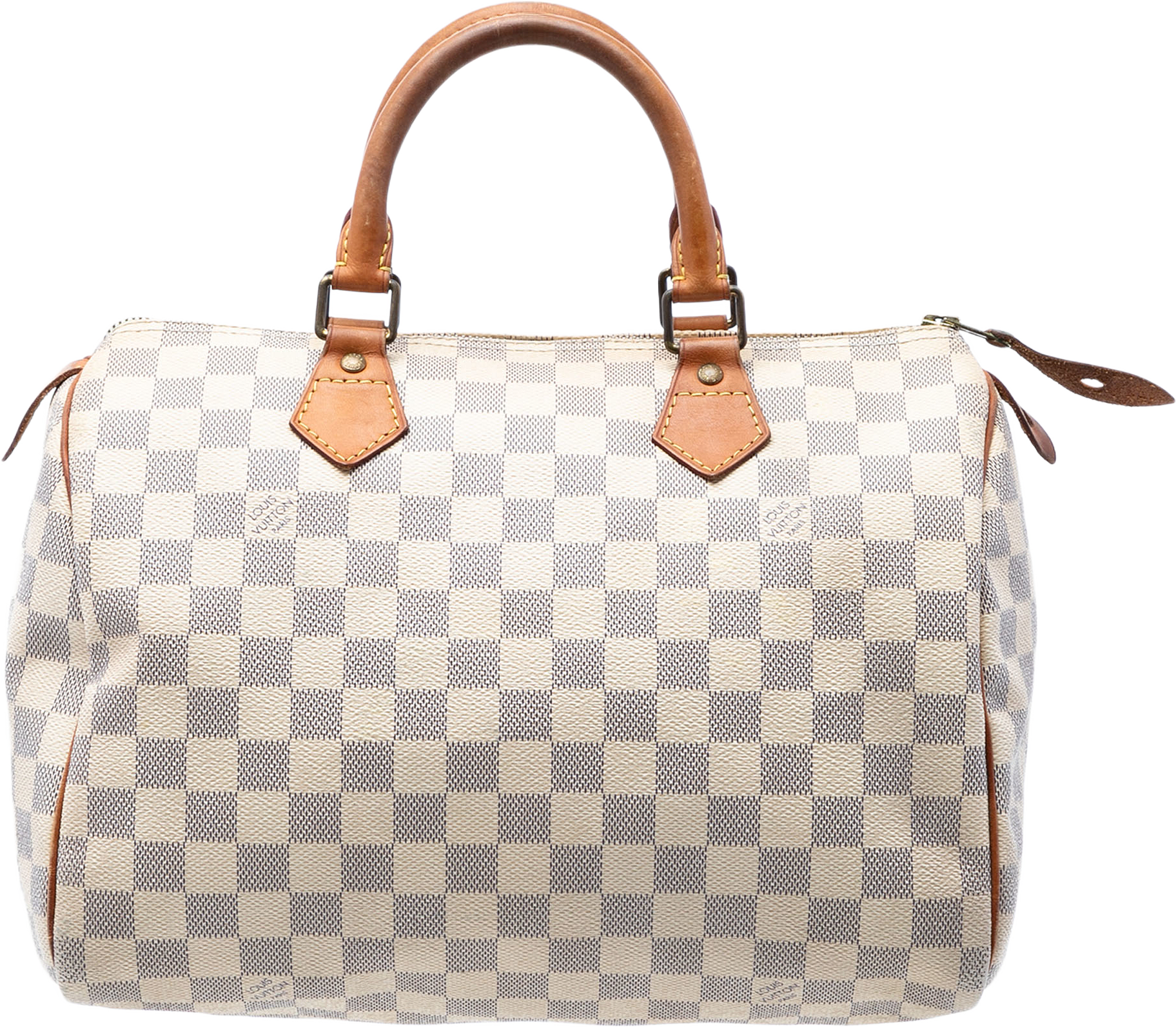 Louis Vuitton Damier Azur Speedy 30, från Luxclusif, i färgen white.