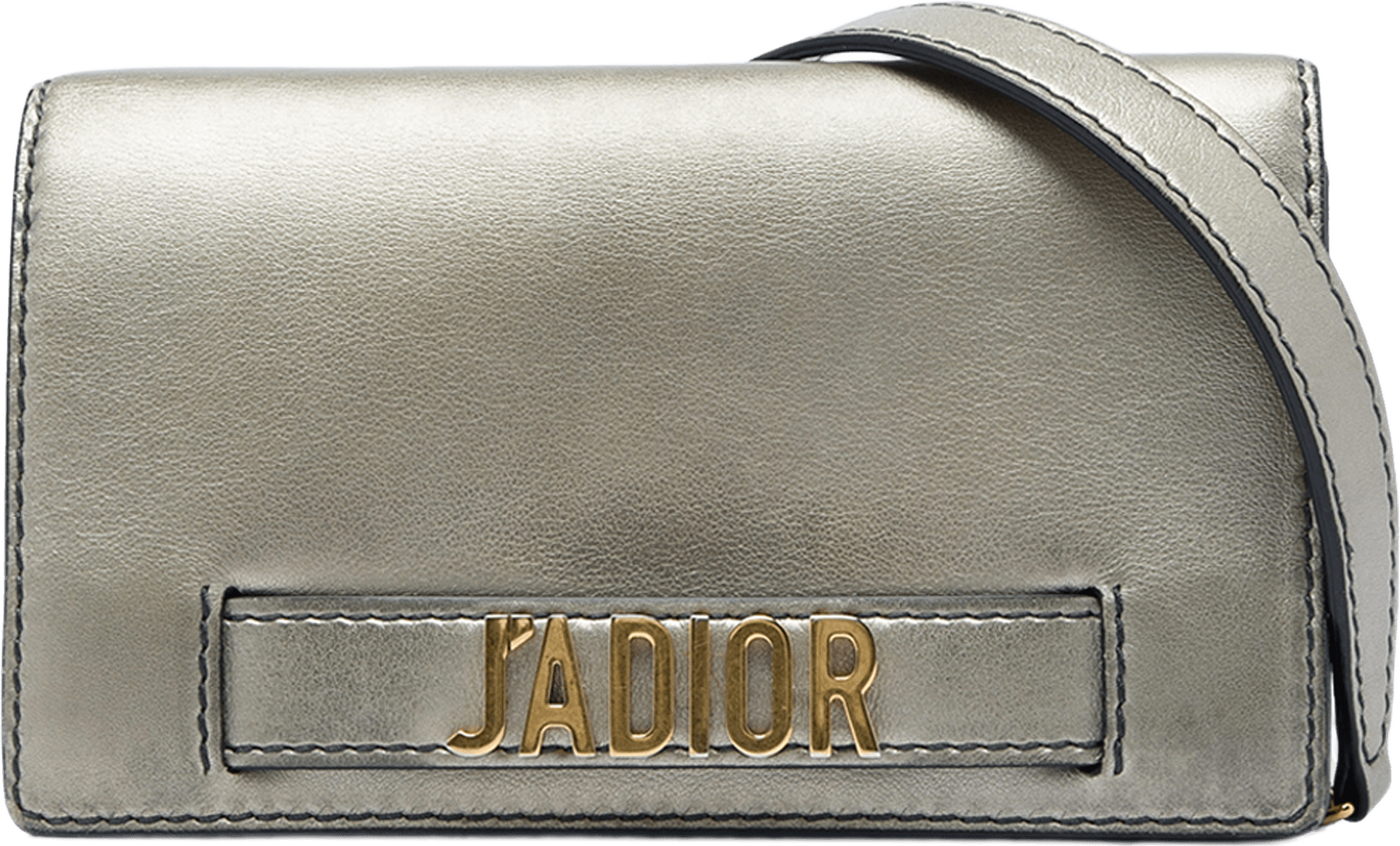Dior Metallic Calfskin Jadior Clutch With Chain, från Luxclusif, i färgen silver.