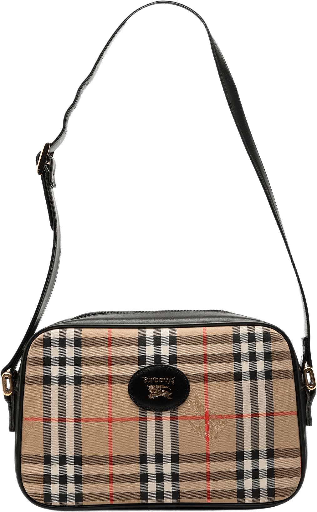 Burberry Haymarket Check Canvas Camera Bag, från Luxclusif, i färgen svart.