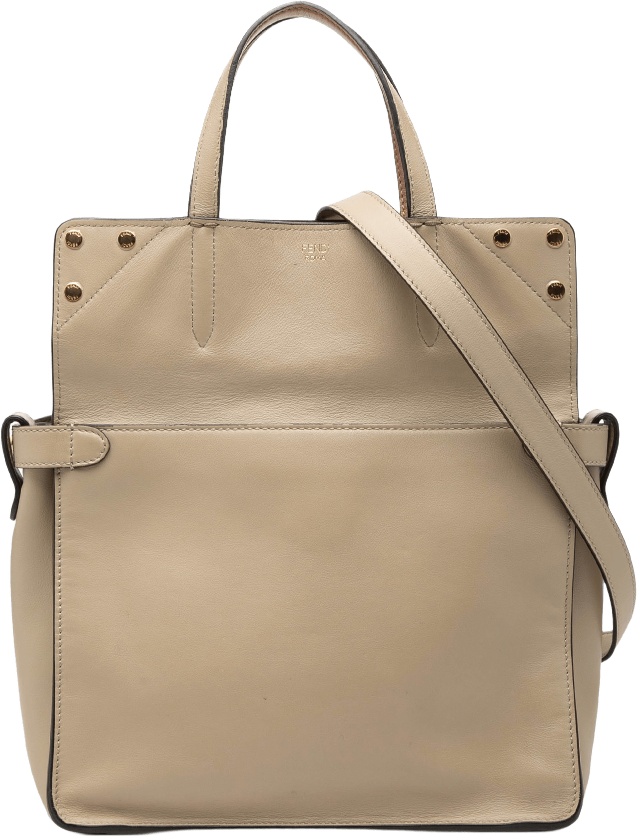 Fendi Vitello Grace And Suede Flip Satchel, från Luxclusif, i färgen beige.