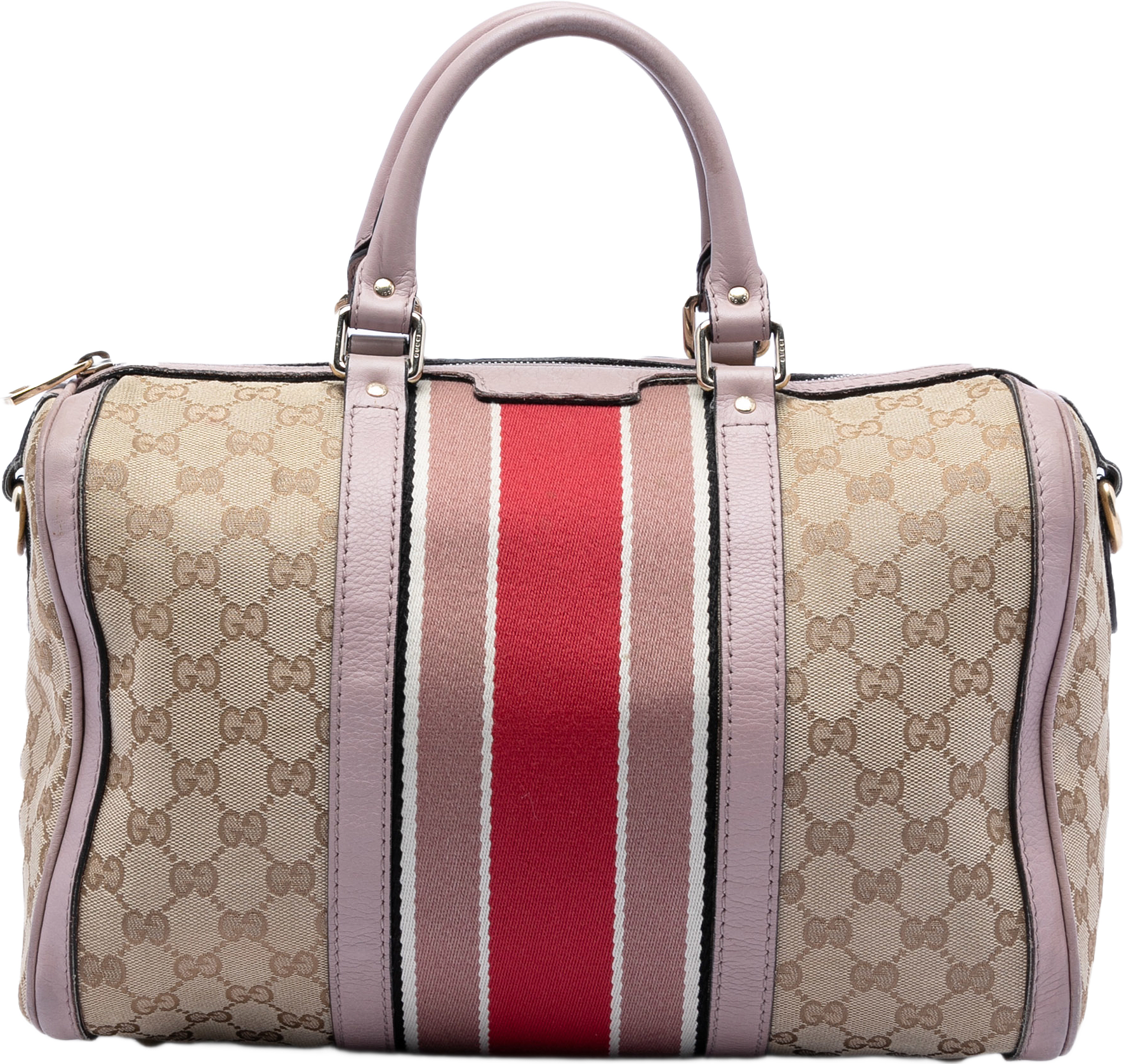 Gucci Medium Gg Canvas Web Joy Boston Bag, från Luxclusif, i färgen beige.