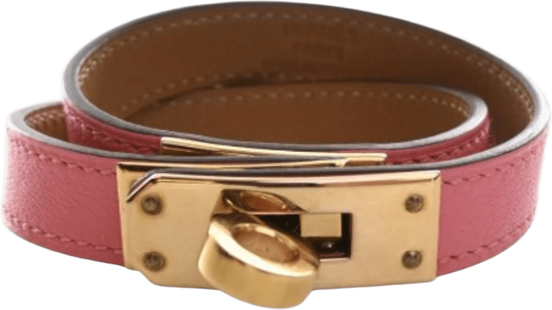 Hermès Swift Kelly Double Tour Bracelet, från Luxclusif, i färgen pink.