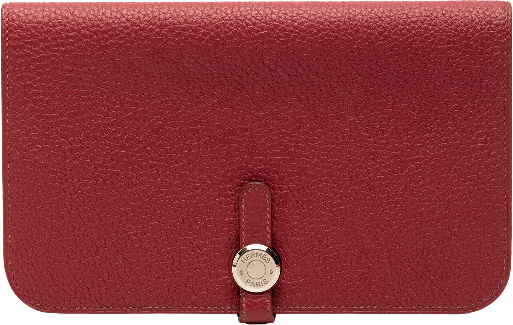 Hermès Togo Dogon Duo Wallet Gm, från Luxclusif, i färgen dark red.