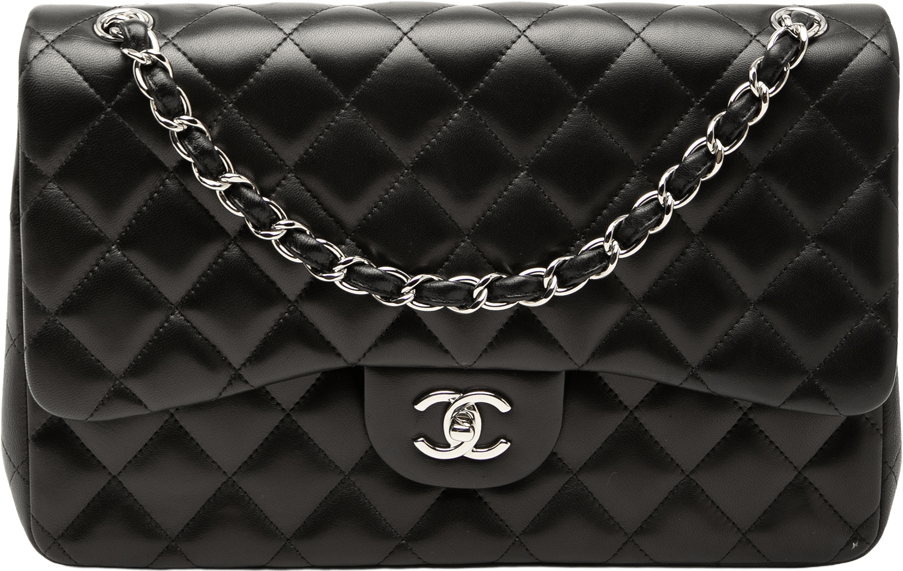 Chanel Jumbo Classic Lambskin Double Flap, från Luxclusif, i färgen black.