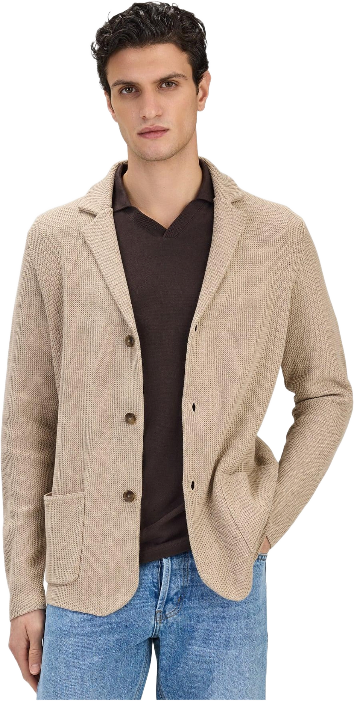 Knitted Cardigan (bob), från John Henric, i färgen beige.