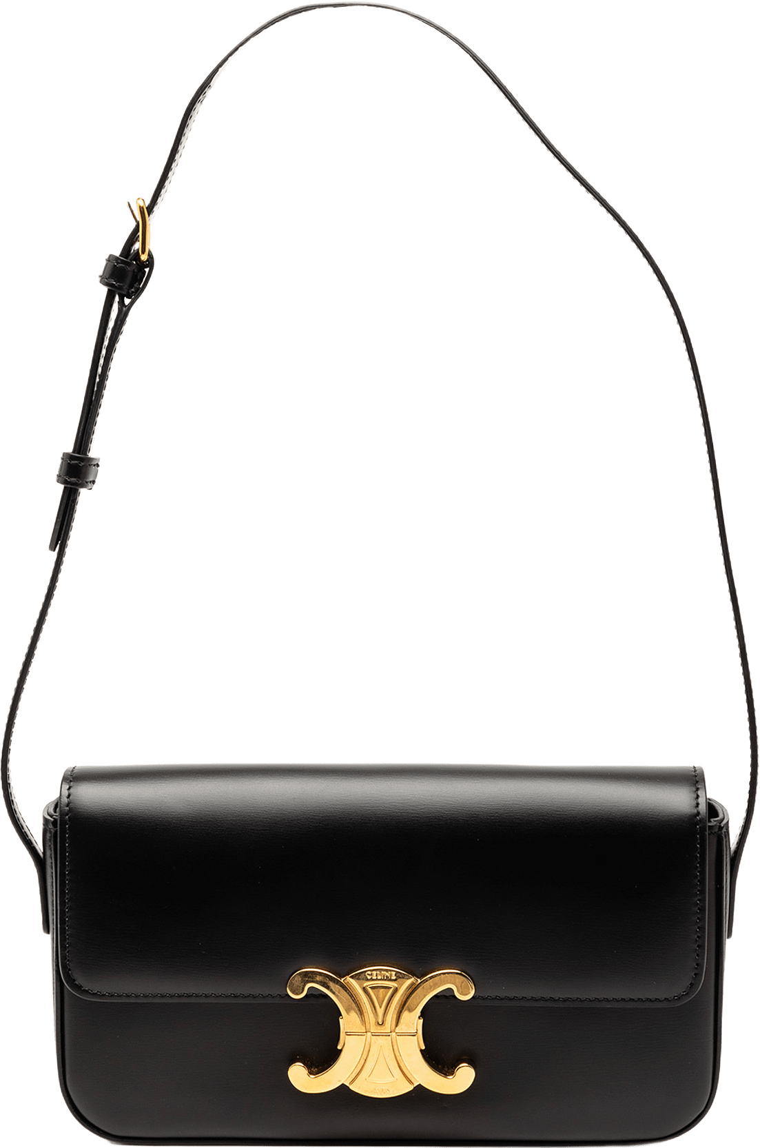 Celine Shiny Calfskin Triomphe Claude Shoulder Bag, från Luxclusif, i färgen black.