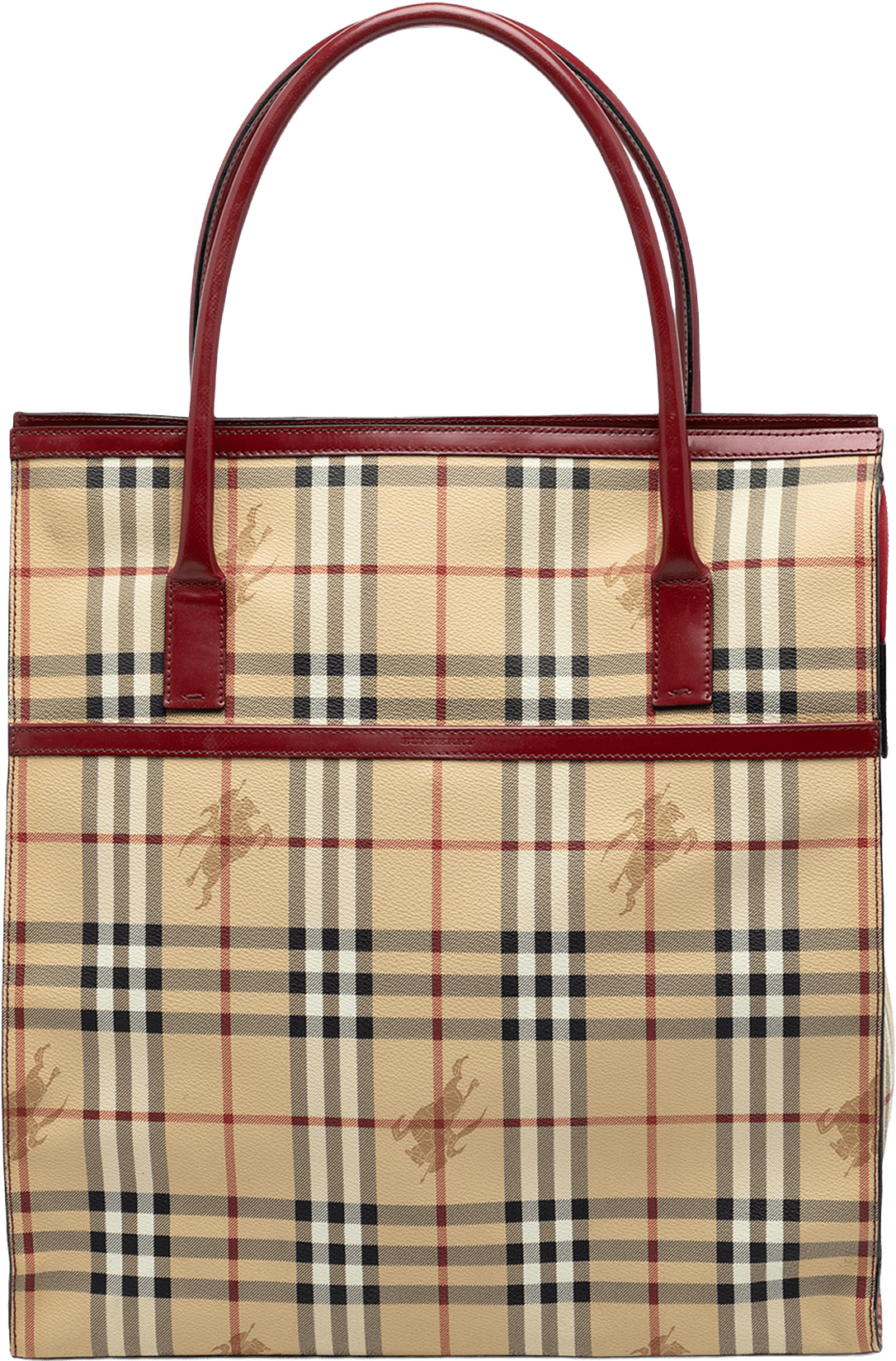 Burberry Haymarket Check Coated Canvas Tote, från Luxclusif, i färgen beige.