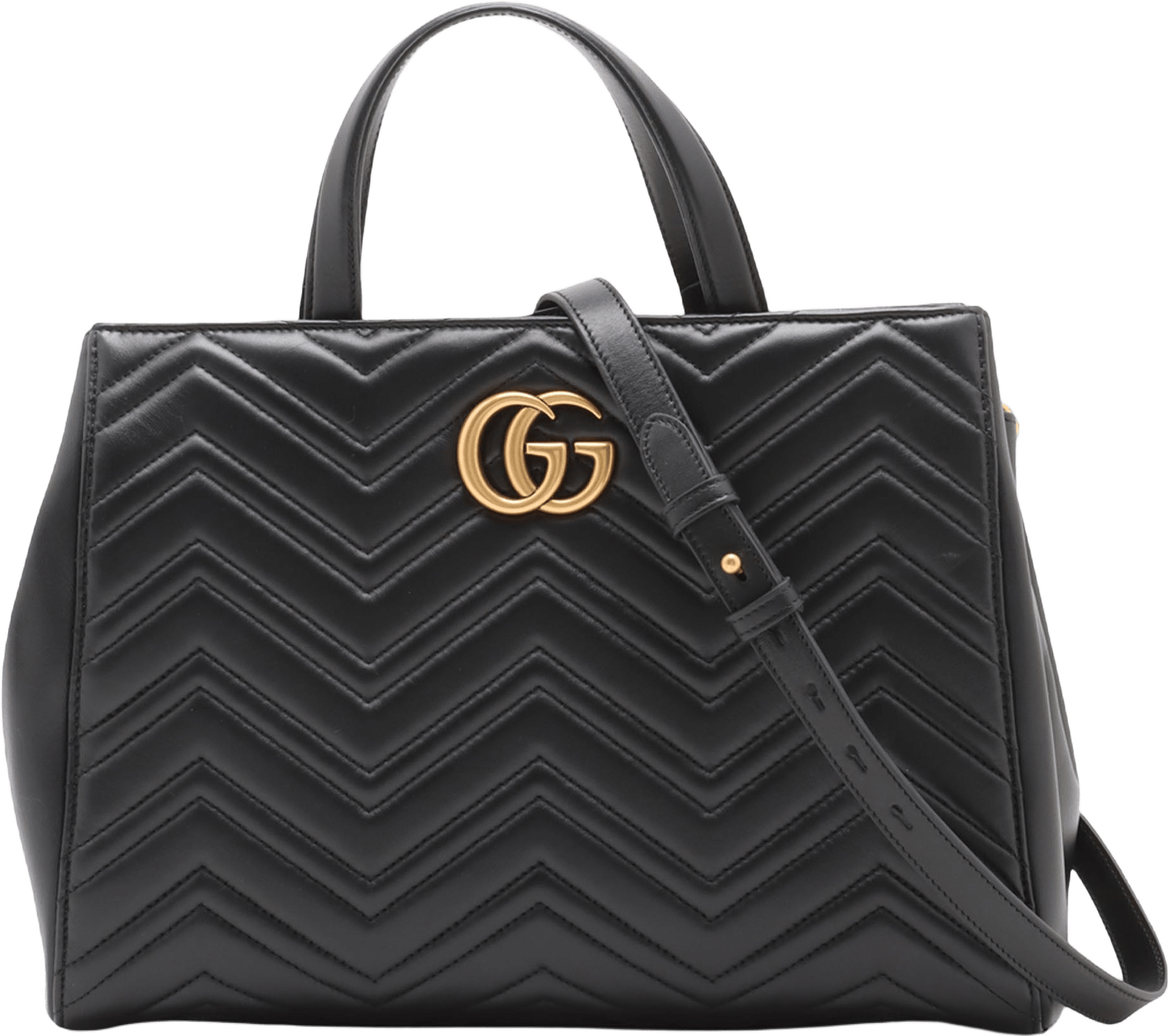 Gucci Medium Gg Marmont Matelasse Calfskin Satchel, från Luxclusif, i färgen black.