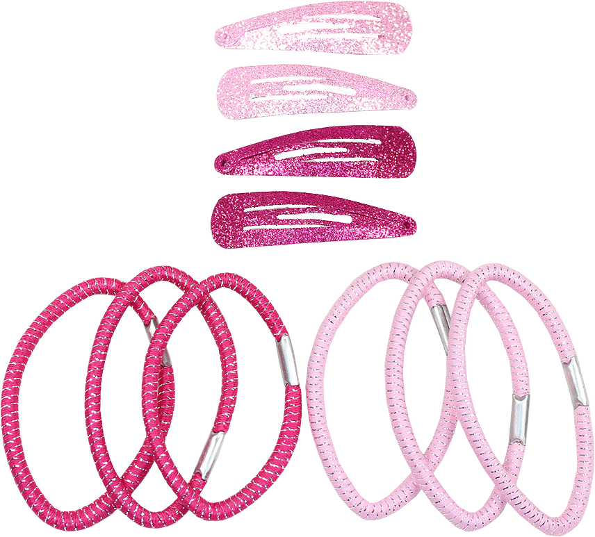 Hårspännen Och Hårsnoddar Med Glitter, från Complement Kids, i färgen fuchsia.