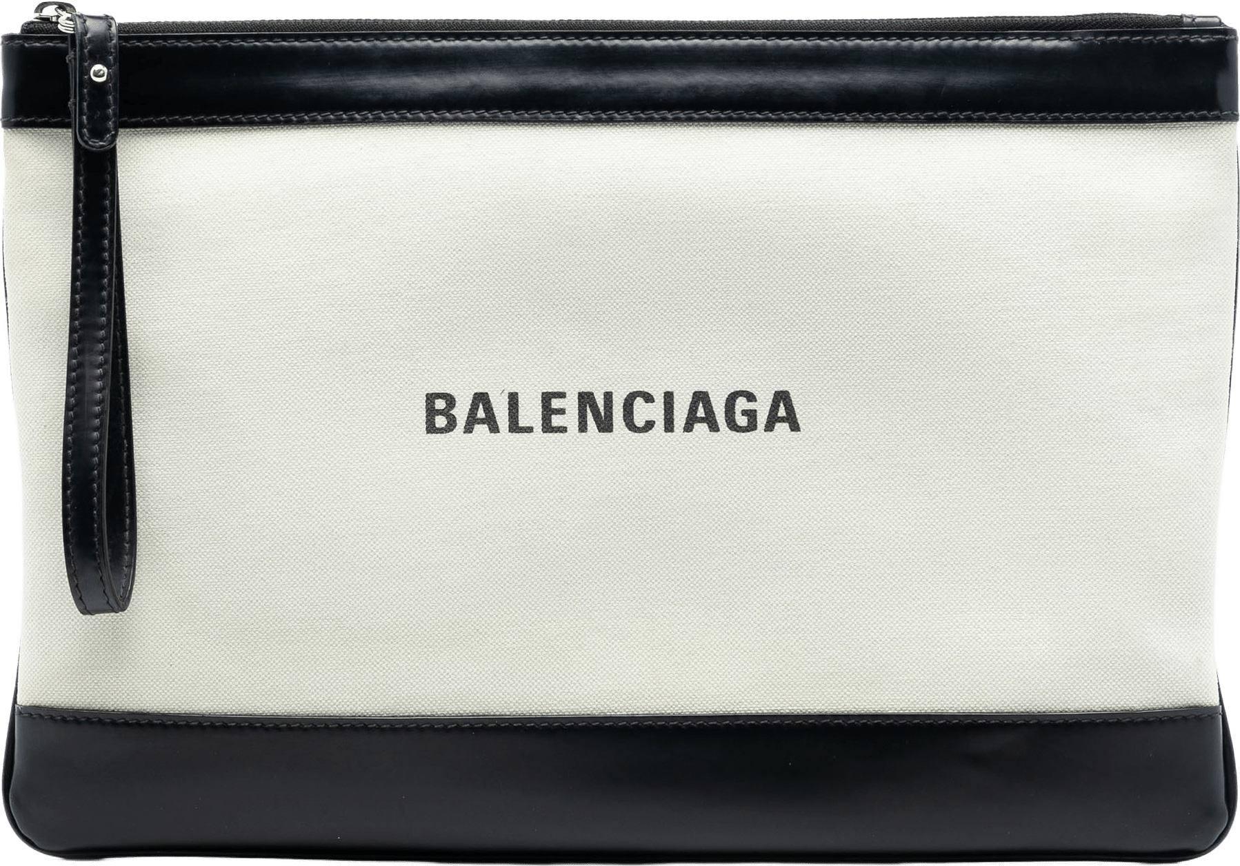 Balenciaga Canvas Navy Clip M, från Luxclusif, i färgen light beige.