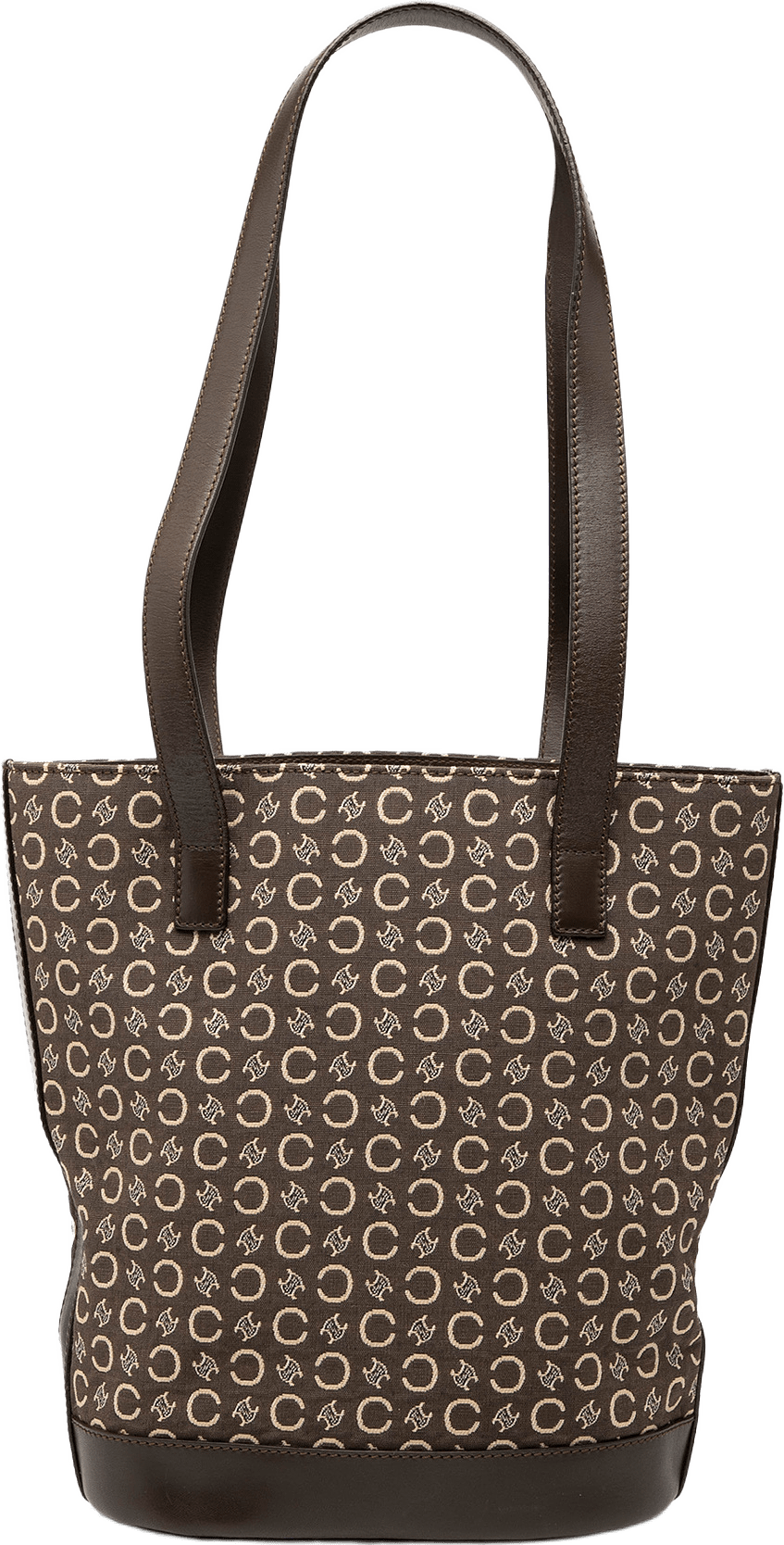 Celine C Macadam Canvas Bucket Bag, från Luxclusif, i färgen dark brown.