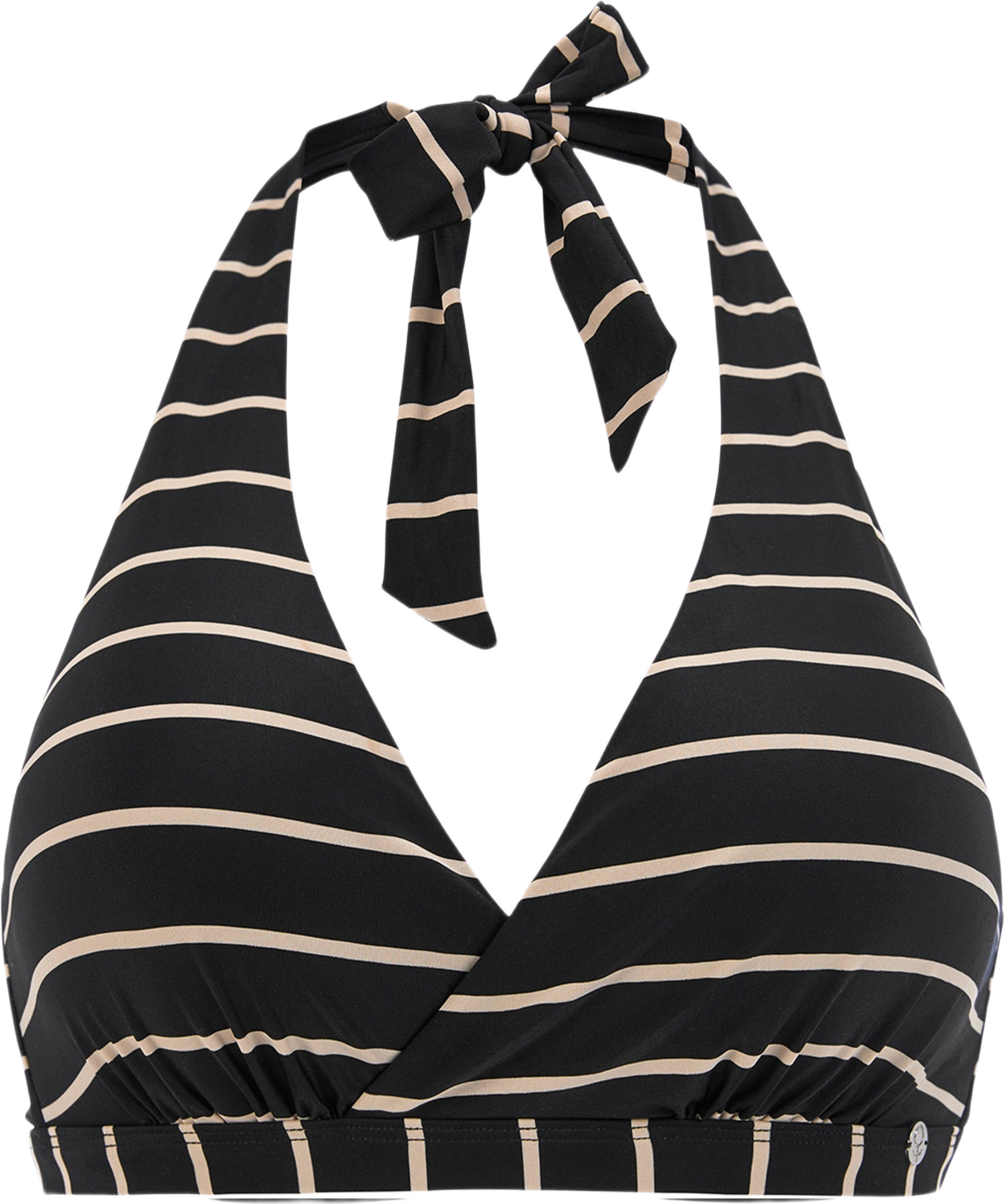 Maui Halterneck Bikini Bh, från Swegmark, i färgen black/beige stripe.