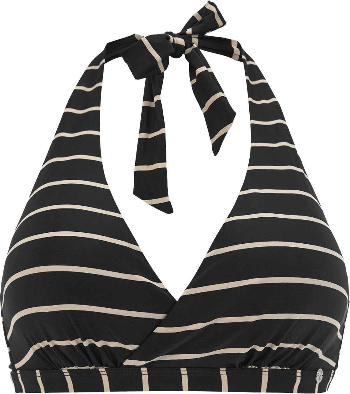 Maui Halterneck Bikini-bh, från Swegmark, i färgen black/beige stripe.