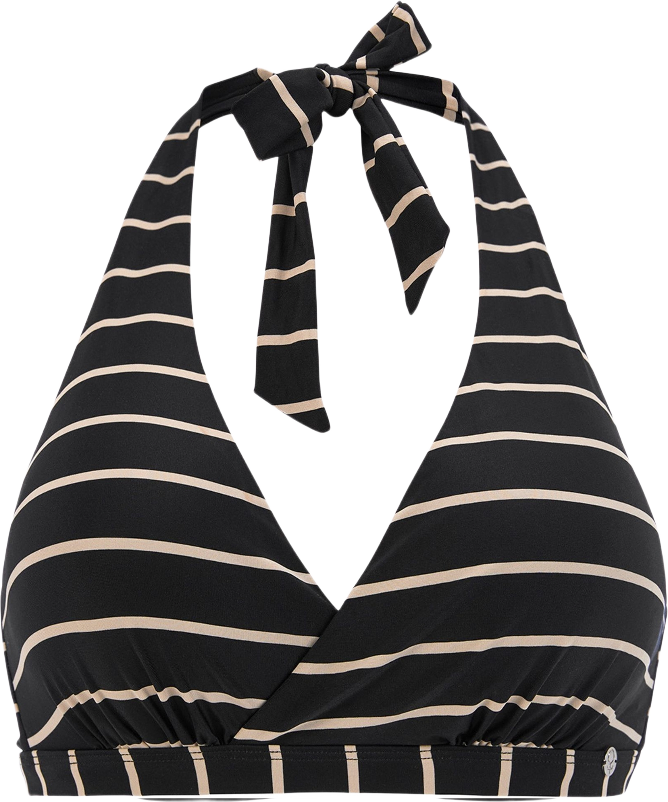 Maui Halterneck Bikini Bh, från Swegmark, i färgen black/beige stripe.
